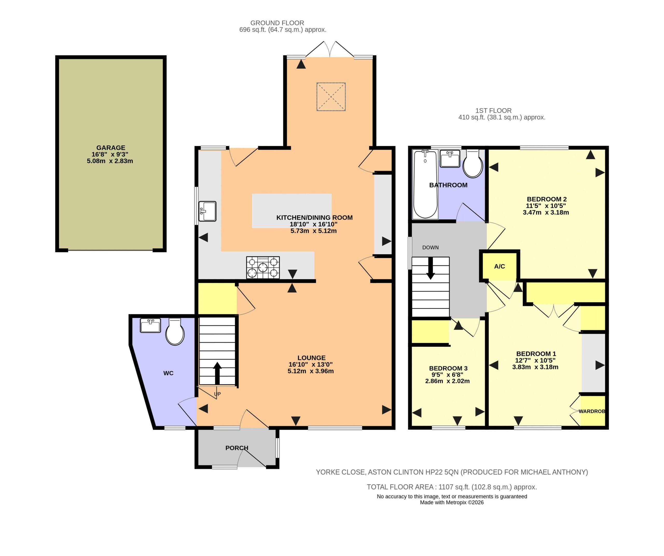 Floorplan for Yorke Close, Aston Clinton, Buckinghamshire, HP22 5QN