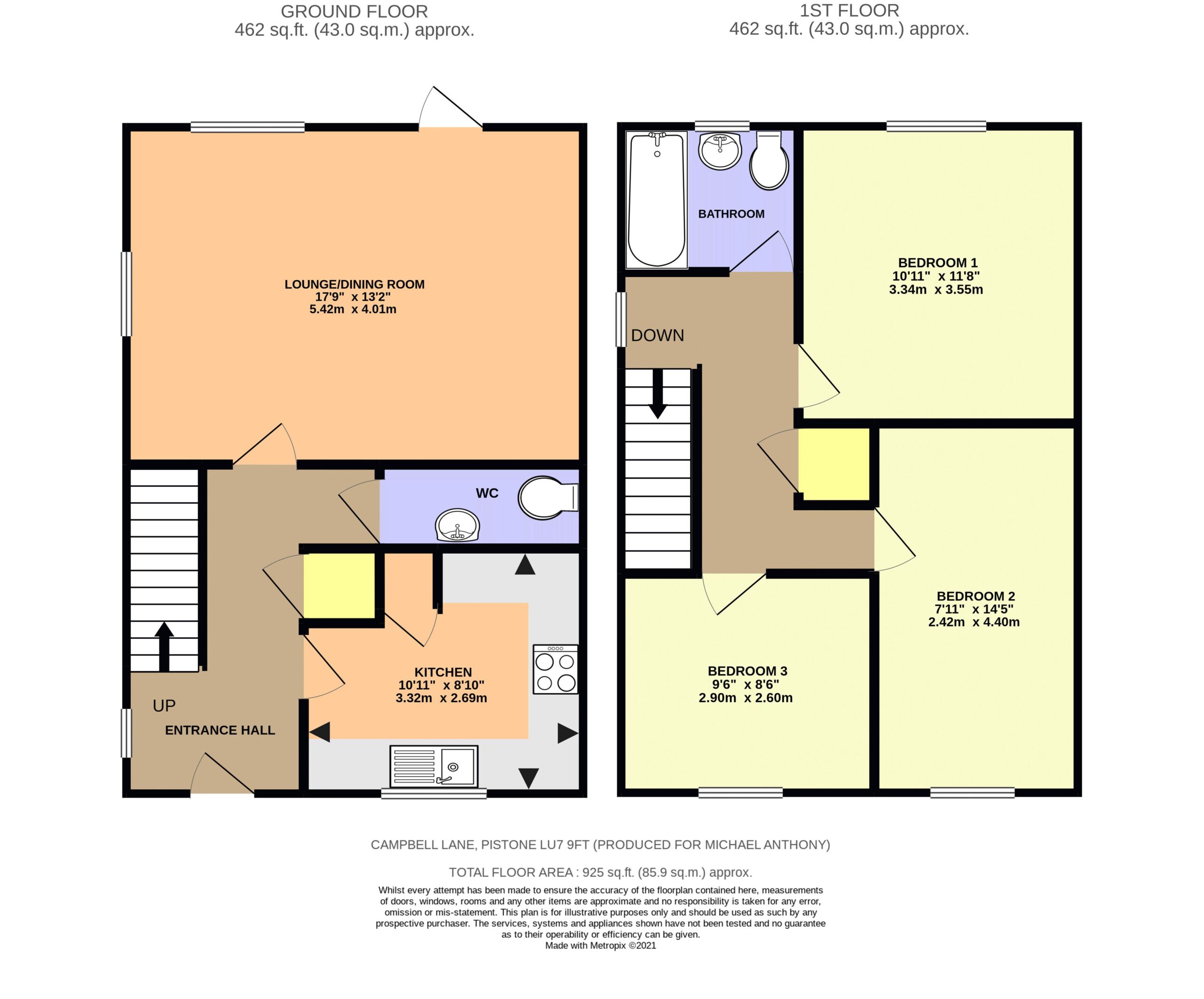 Floorplan for Campbell Lane, Pitstone, Buckinghamshire, LU7 9FT