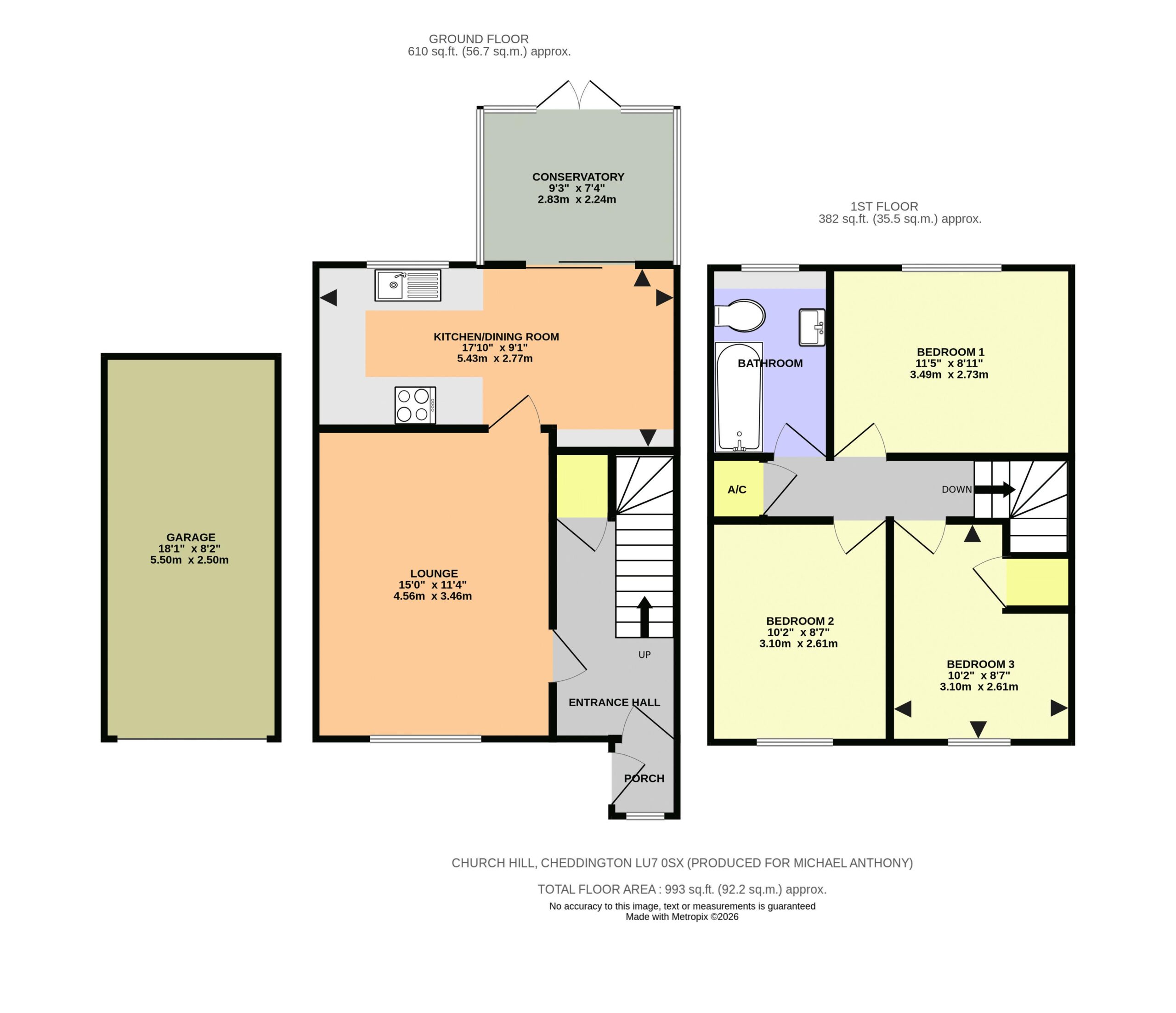 Floorplan for Church Hill, Cheddington, Buckinghamshire, LU7 0SX