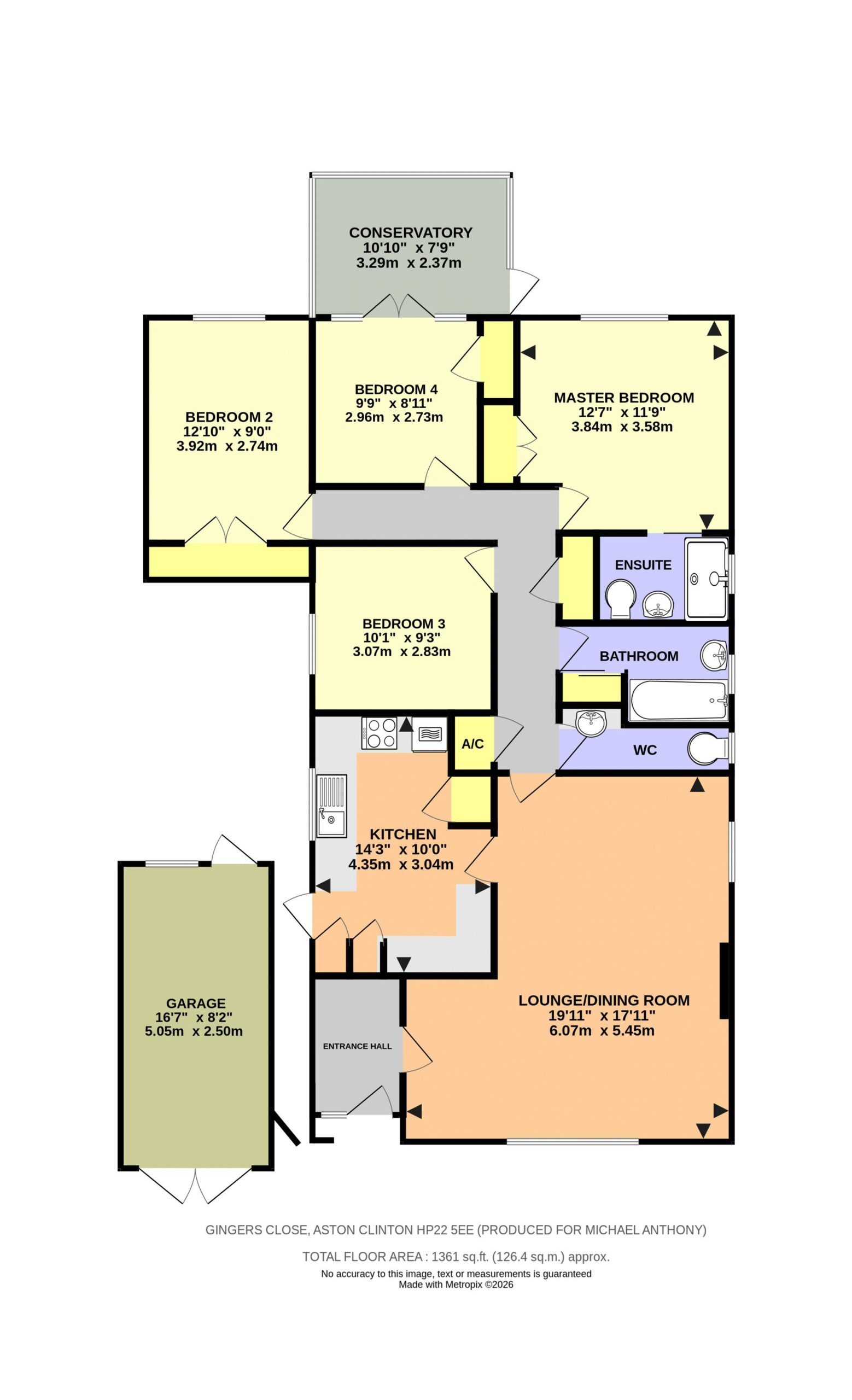 Floorplan for Gingers Close, Aston Clinton, Buckinghamshire, HP22 5EE