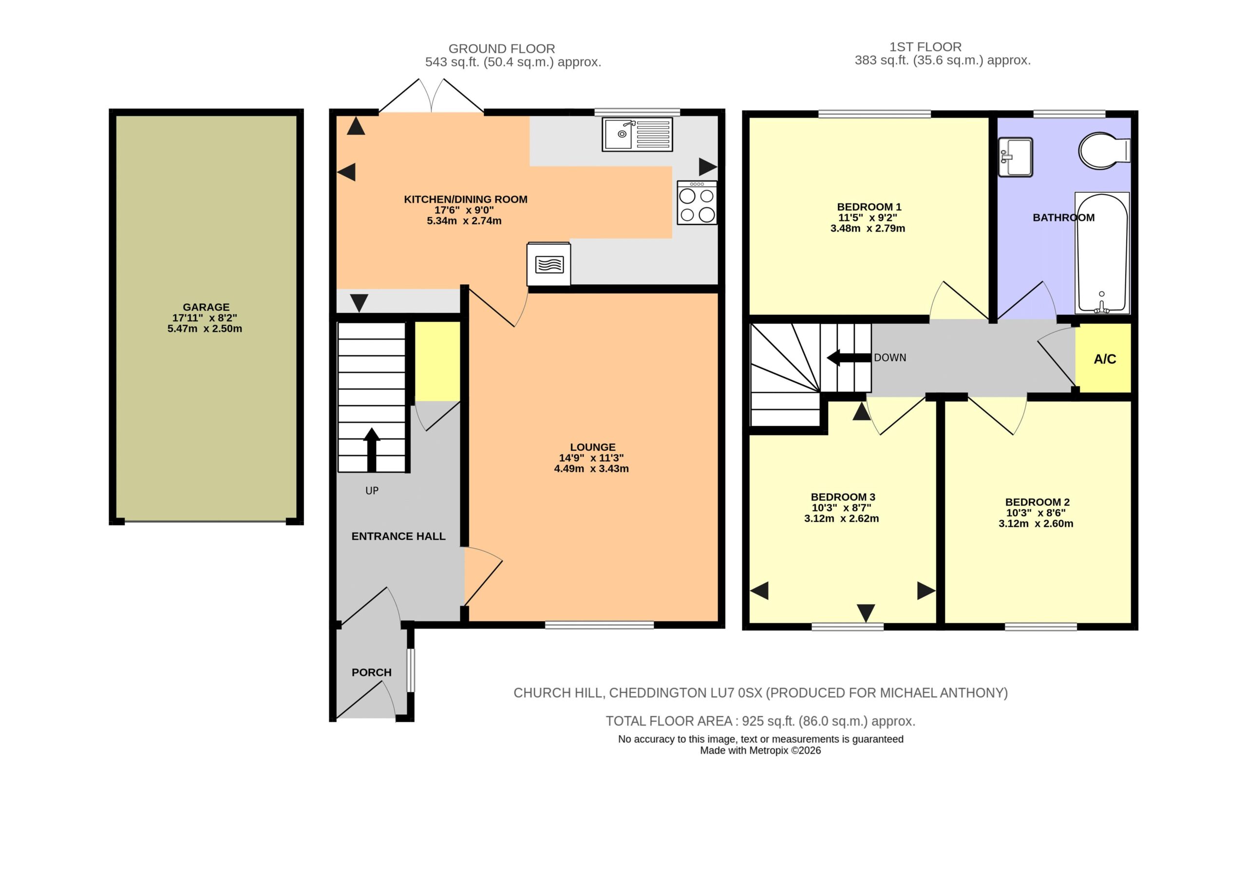 Floorplan for Church Hill, Cheddington, Leighton Buzzard, Bedfordshire, LU7 0SX