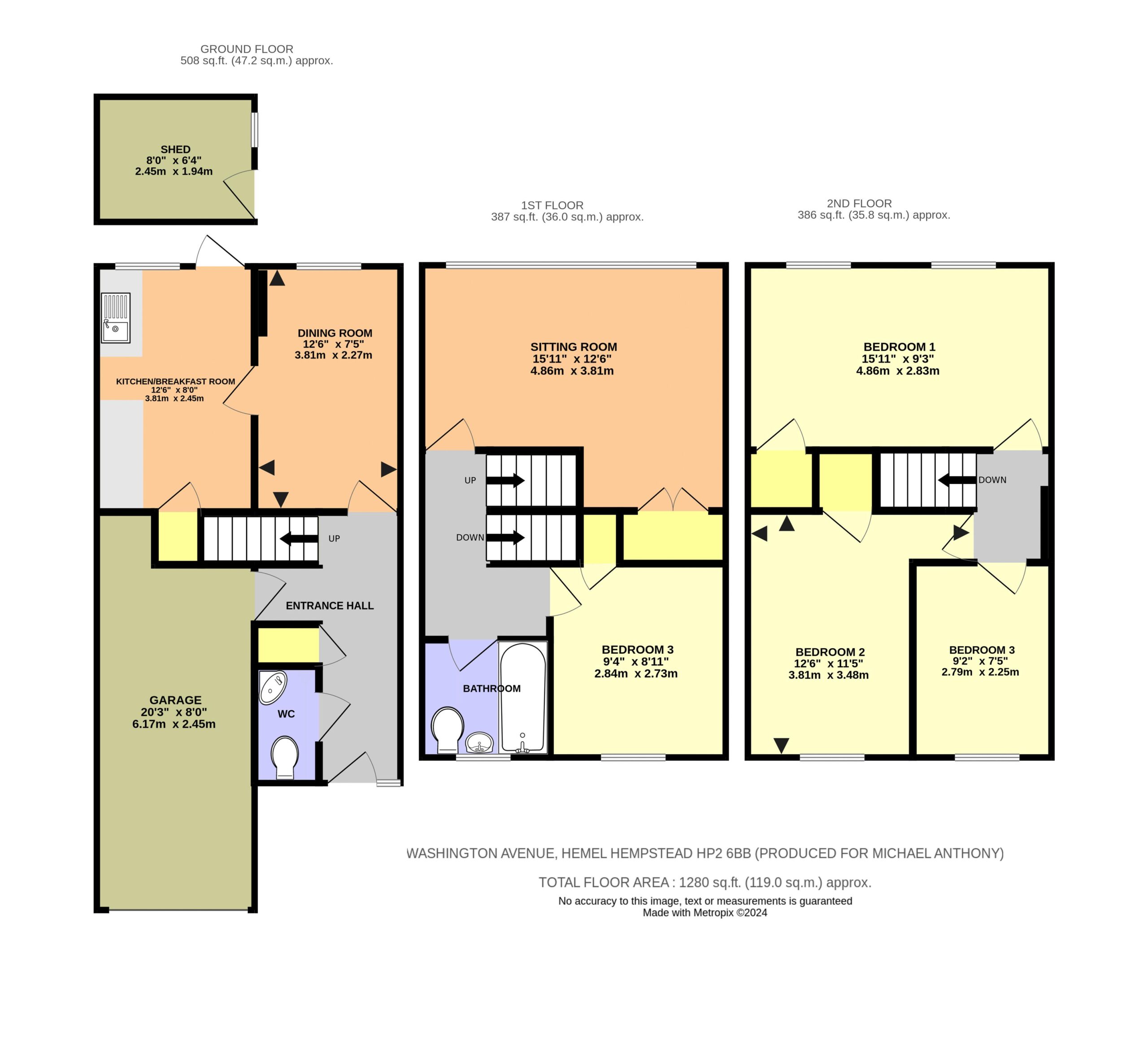 Floorplan for Washington Avenue, Hemel Hempstead, Hertfordshire, HP2 6BB