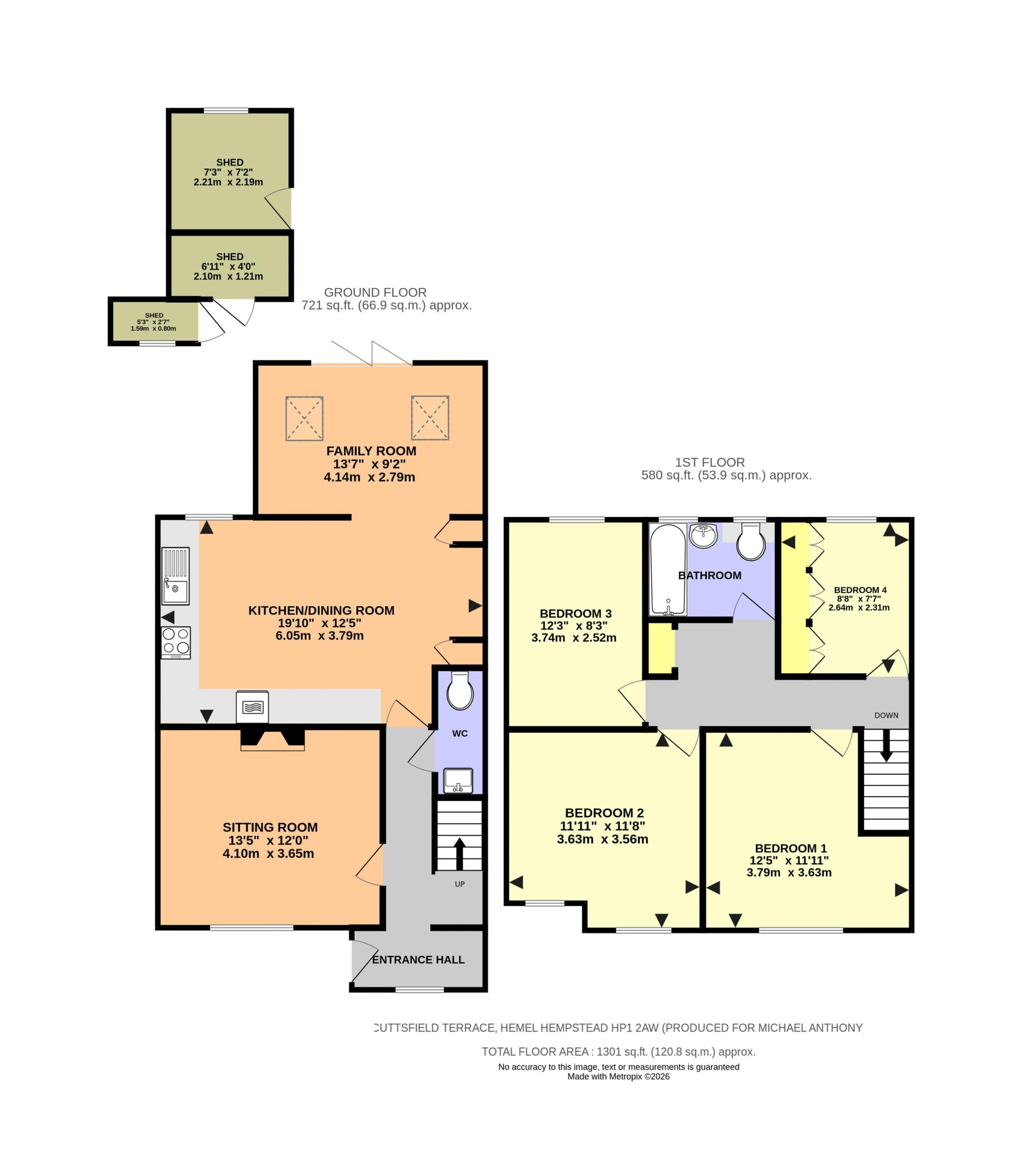 Floorplan for Cuttsfield Terrace, Hemel Hempstead, Hertfordshire, HP1 2AW