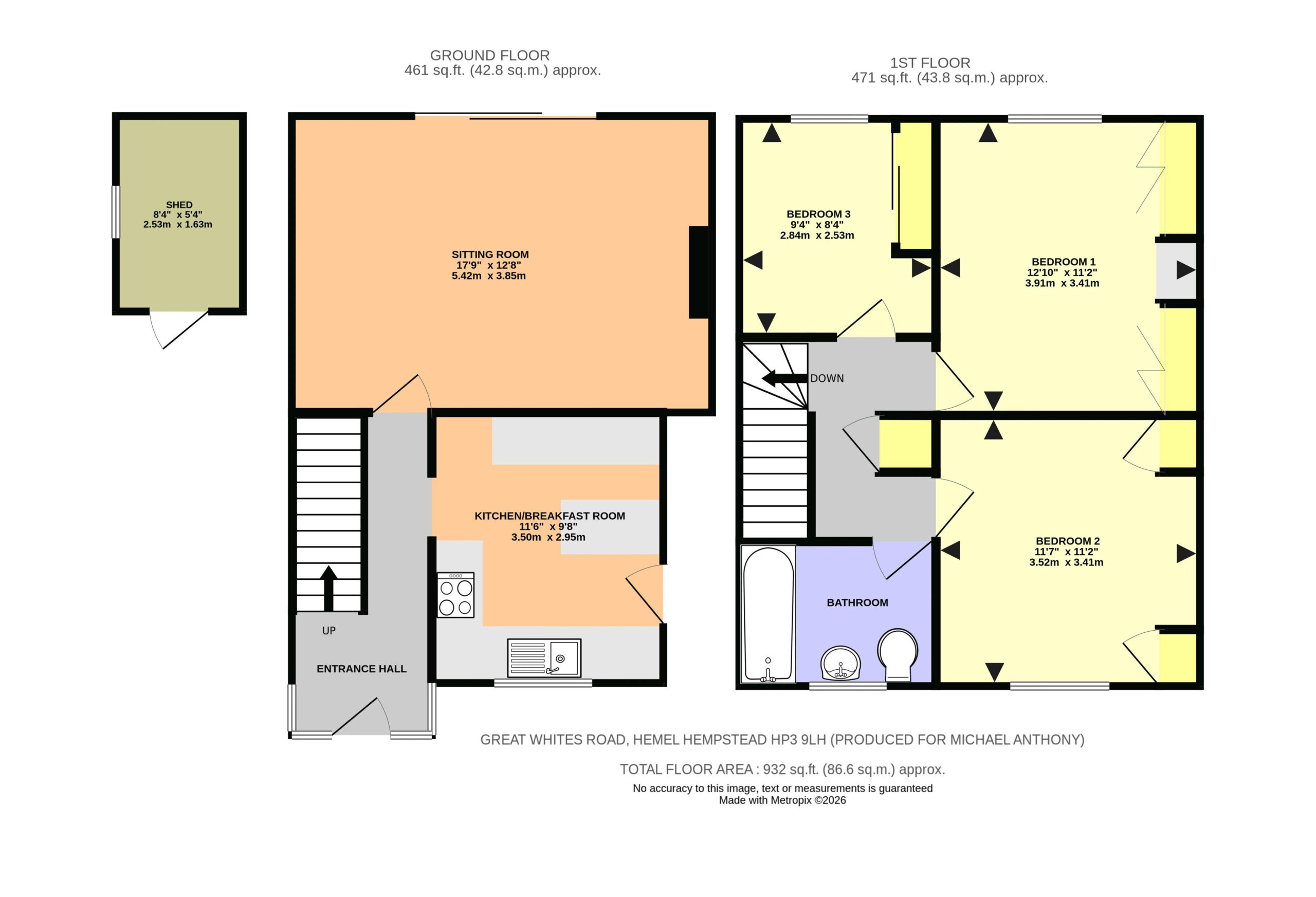 Floorplan for Great Whites Road, Hemel Hempstead, Hertfordshire, HP3 9LH