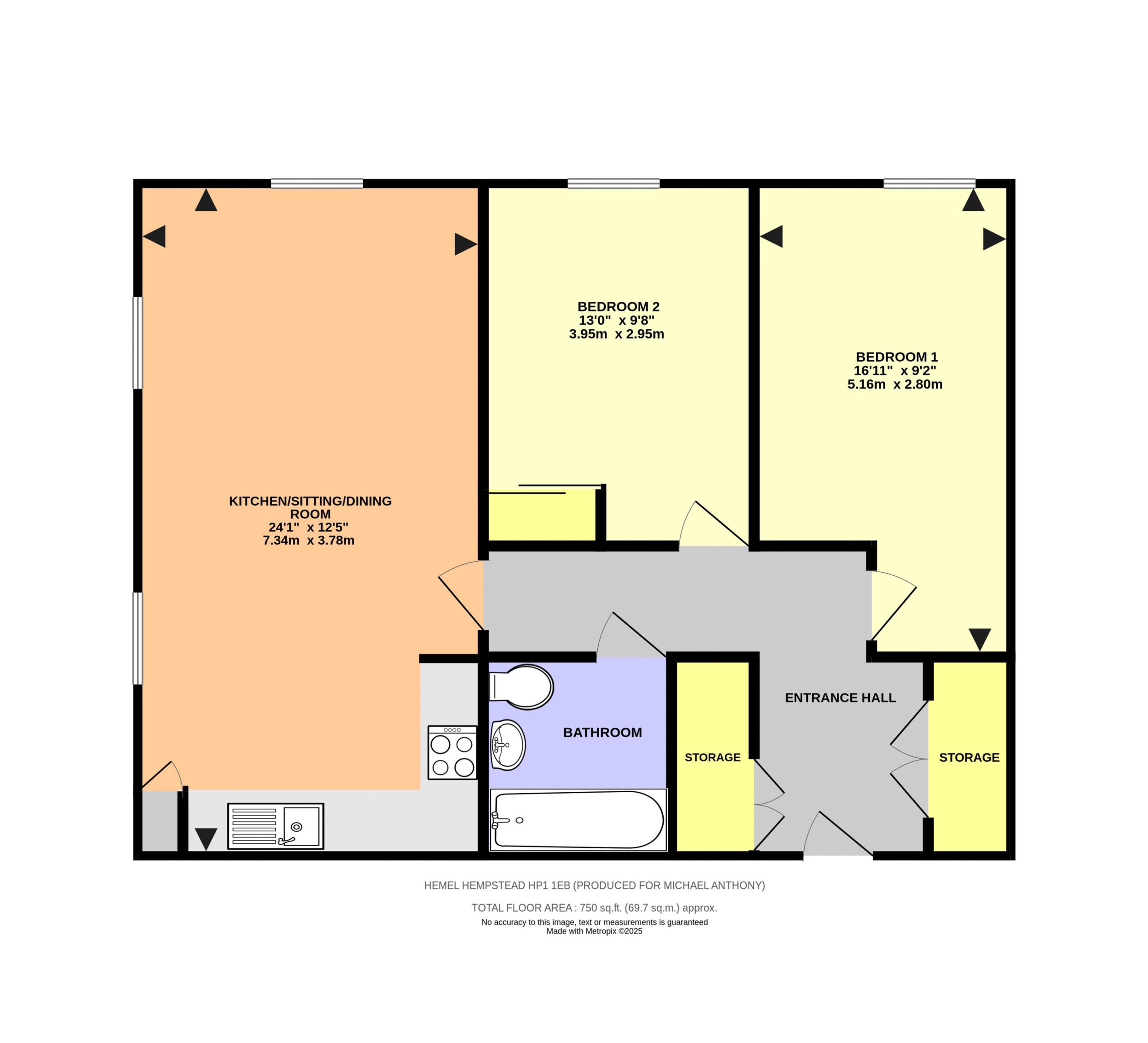 Floorplan for Dacorum Way, Hemel Hempstead, Hertfordshire, HP1 1EB