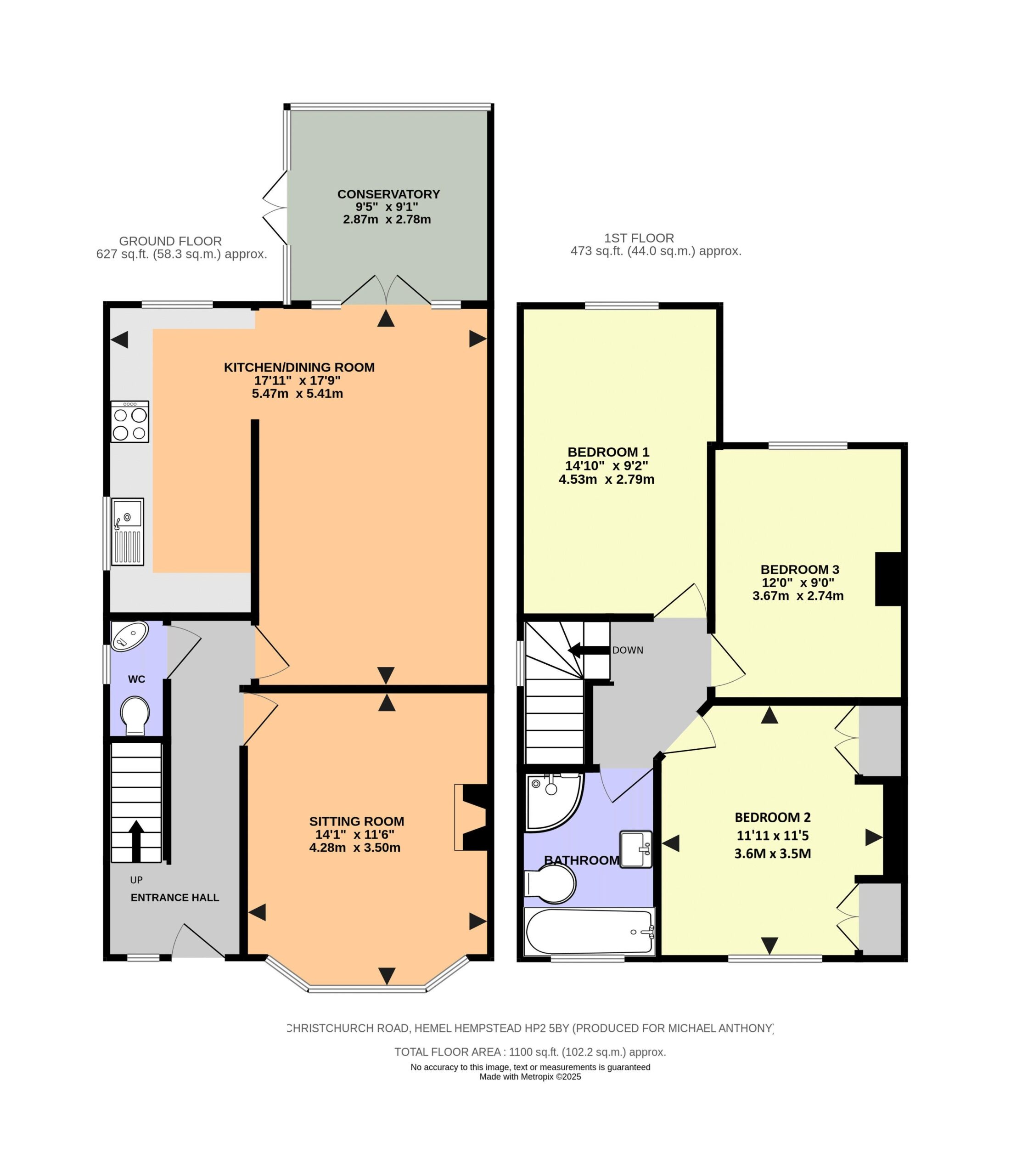 Floorplan for Christchurch Road, Hemel Hempstead, Hertfordshire, HP2 5BY