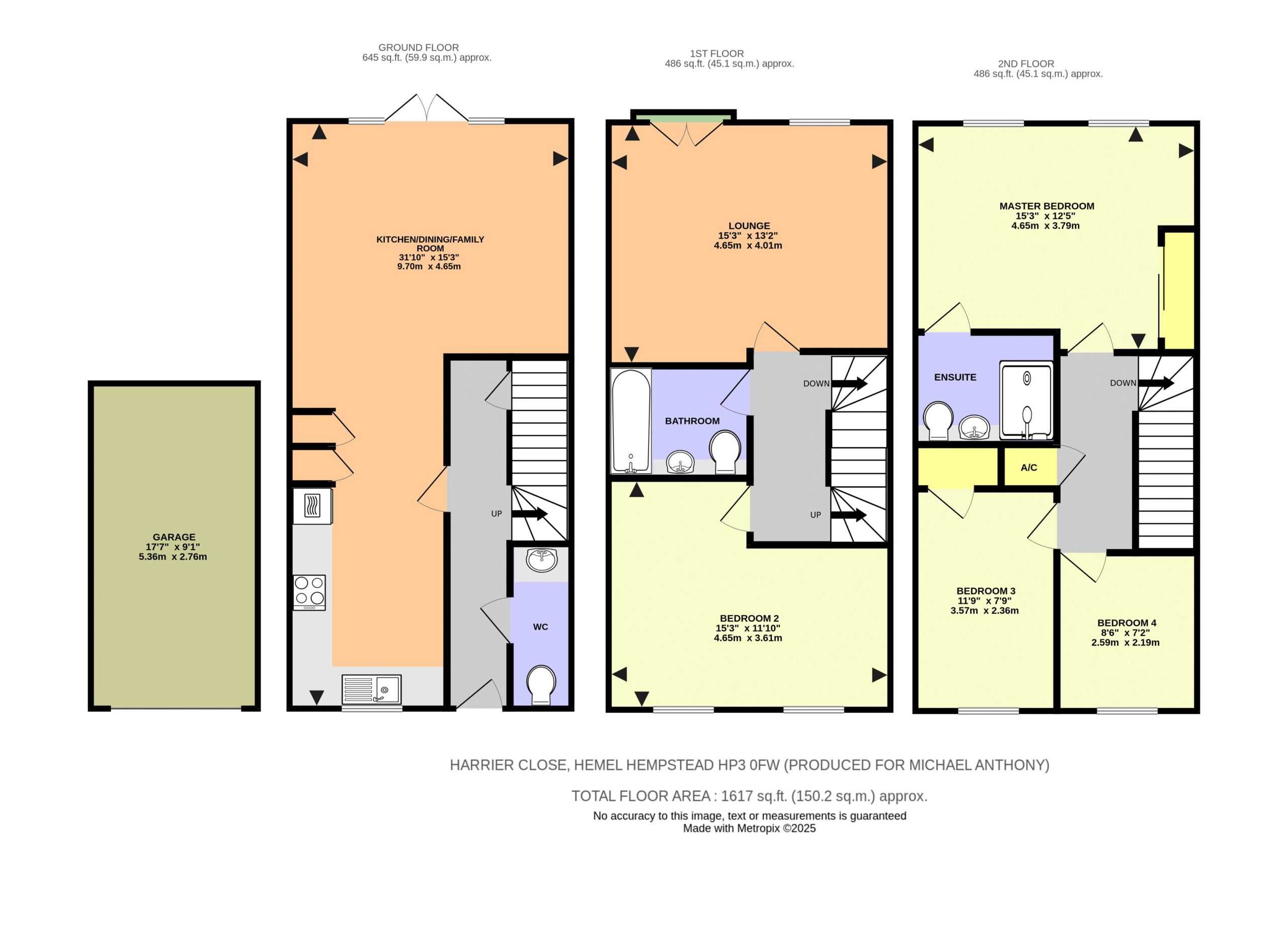 Floorplan for Harrier Close, Hemel Hempstead, Hertfordshire, HP3 0FW