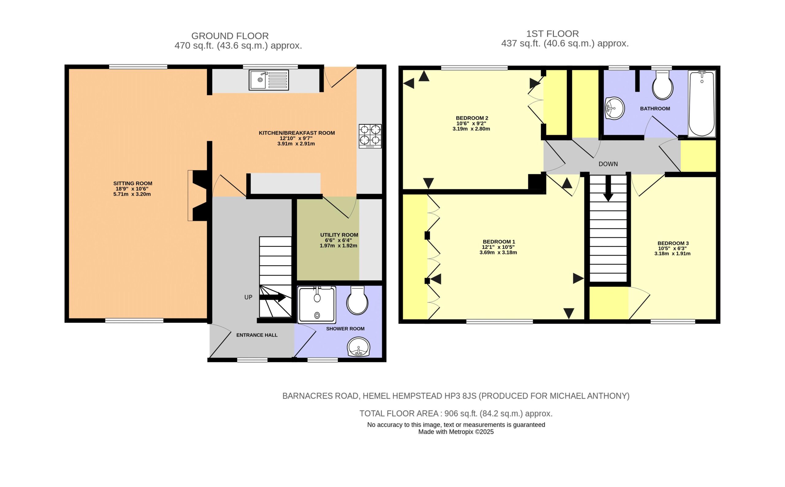 Floorplan for Barnacres Road, Hemel Hempstead, Hertfordshire, HP3 8JS