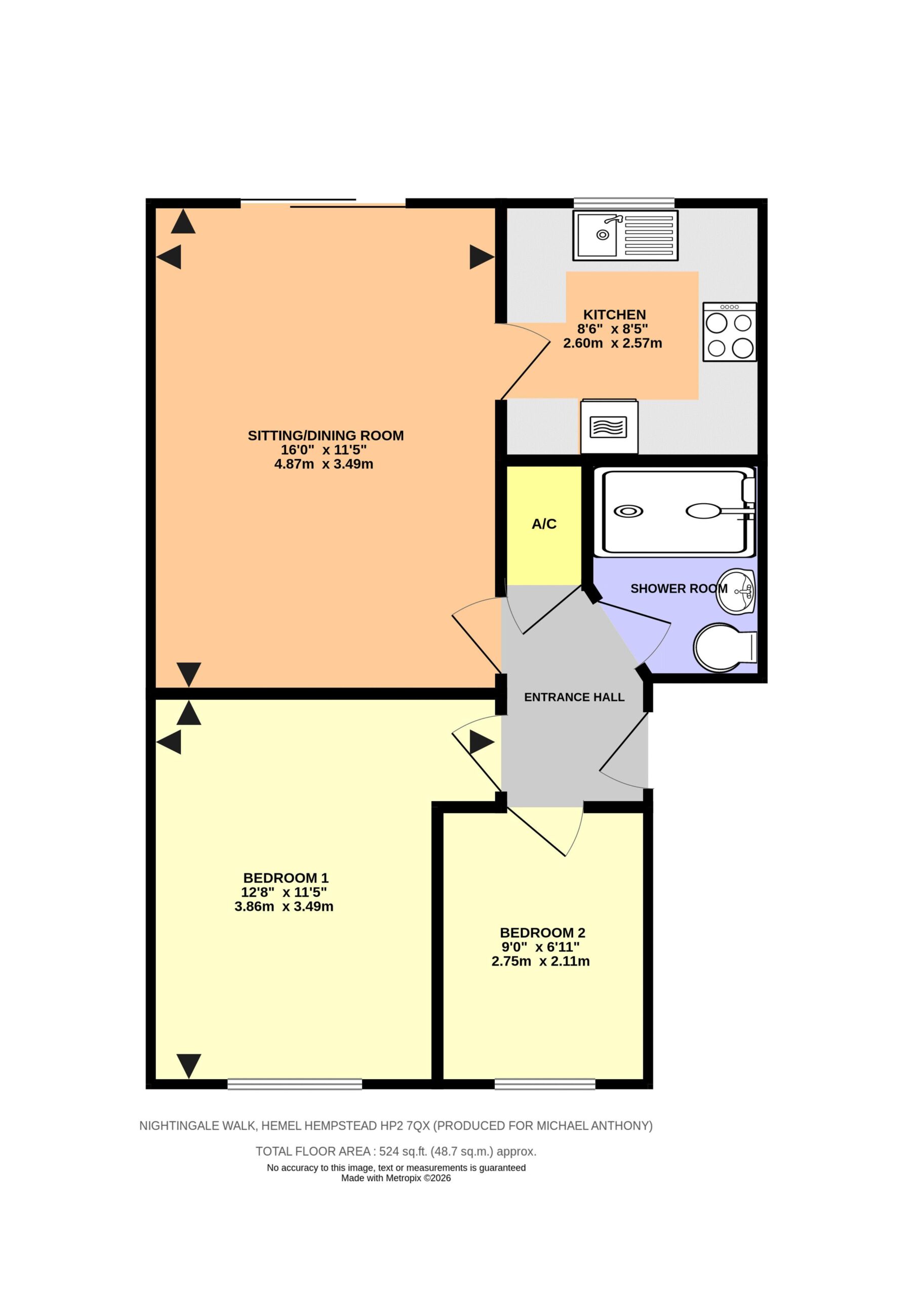Floorplan for Nightingale Walk, Hemel Hempstead, Hertfordshire, HP2 7QX
