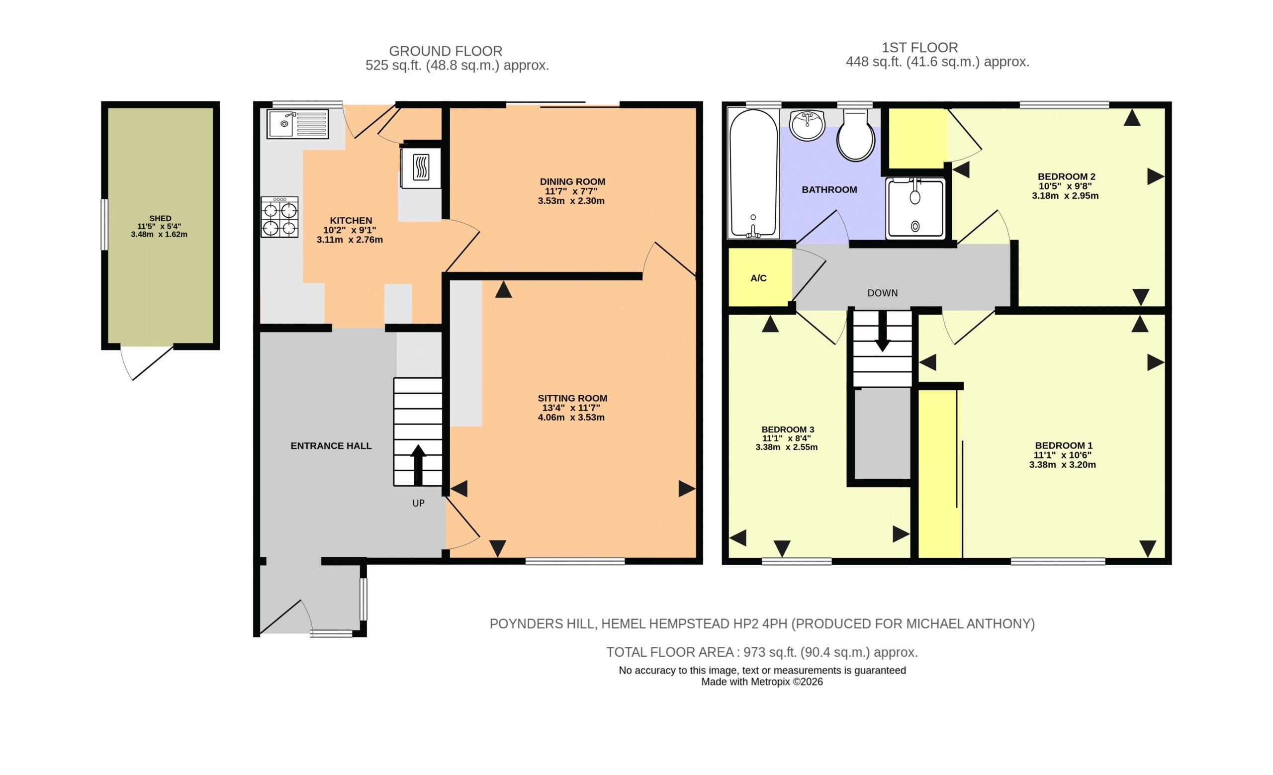 Floorplan for Poynders Hill, Hemel Hempstead, Hertfordshire, HP2 4PH