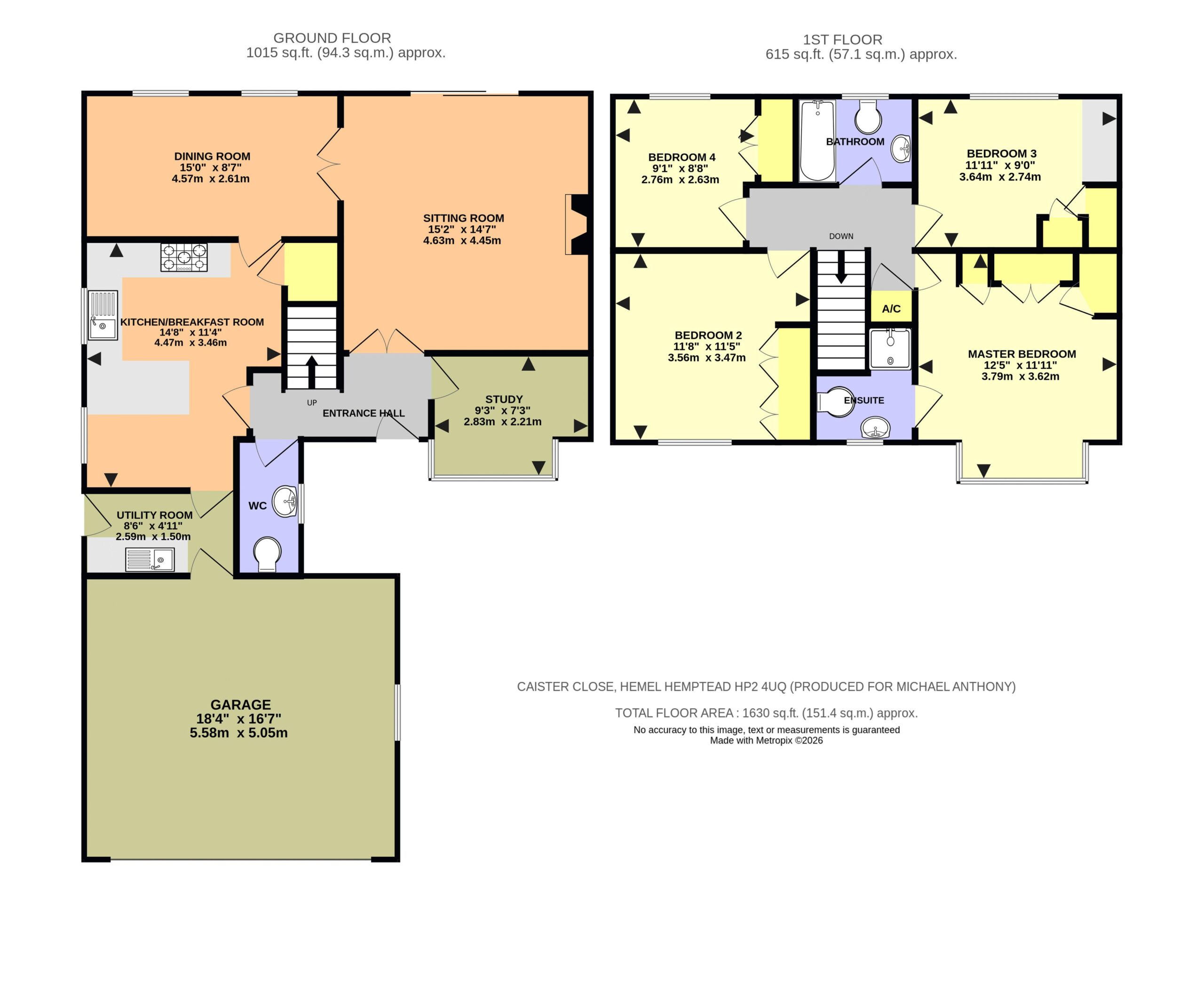 Floorplan for Caister Close, Hemel Hempstead, Hertfordshire, HP2 4UQ