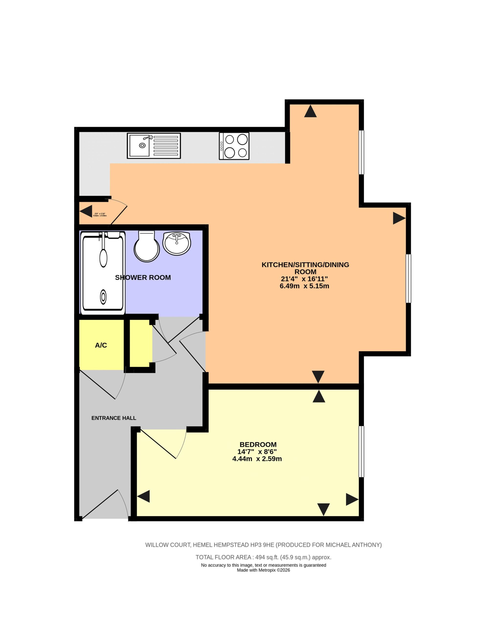 Floorplan for Ebberns Road, Hemel Hempstead, Hertfordshire, HP3 9HE