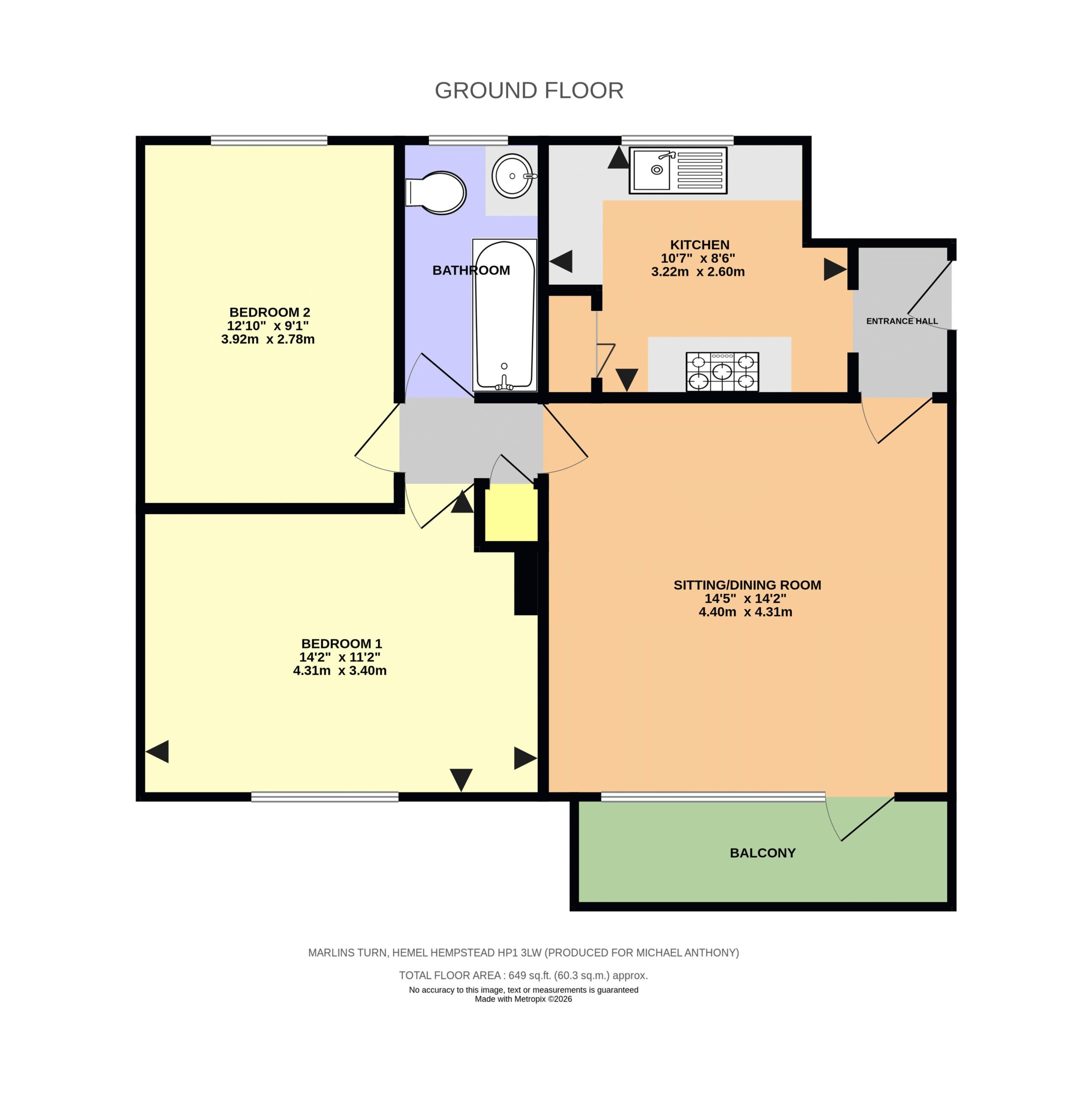 Floorplan for Marlins Turn, Hemel Hempstead, Hertfordshire, HP1 3LW