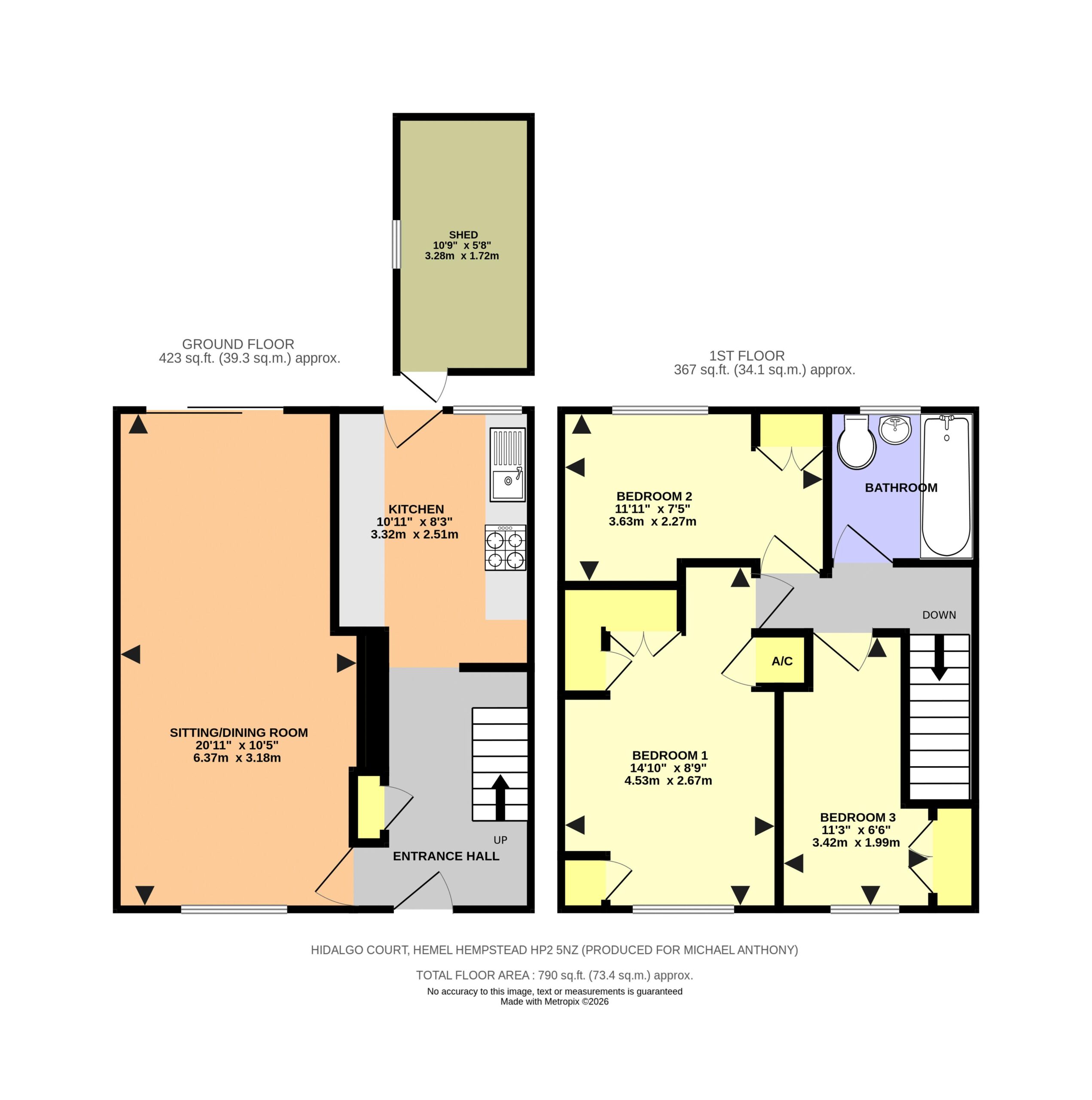 Floorplan for Hidalgo Court, Hemel Hempstead, Hertfordshire, HP2 5NZ