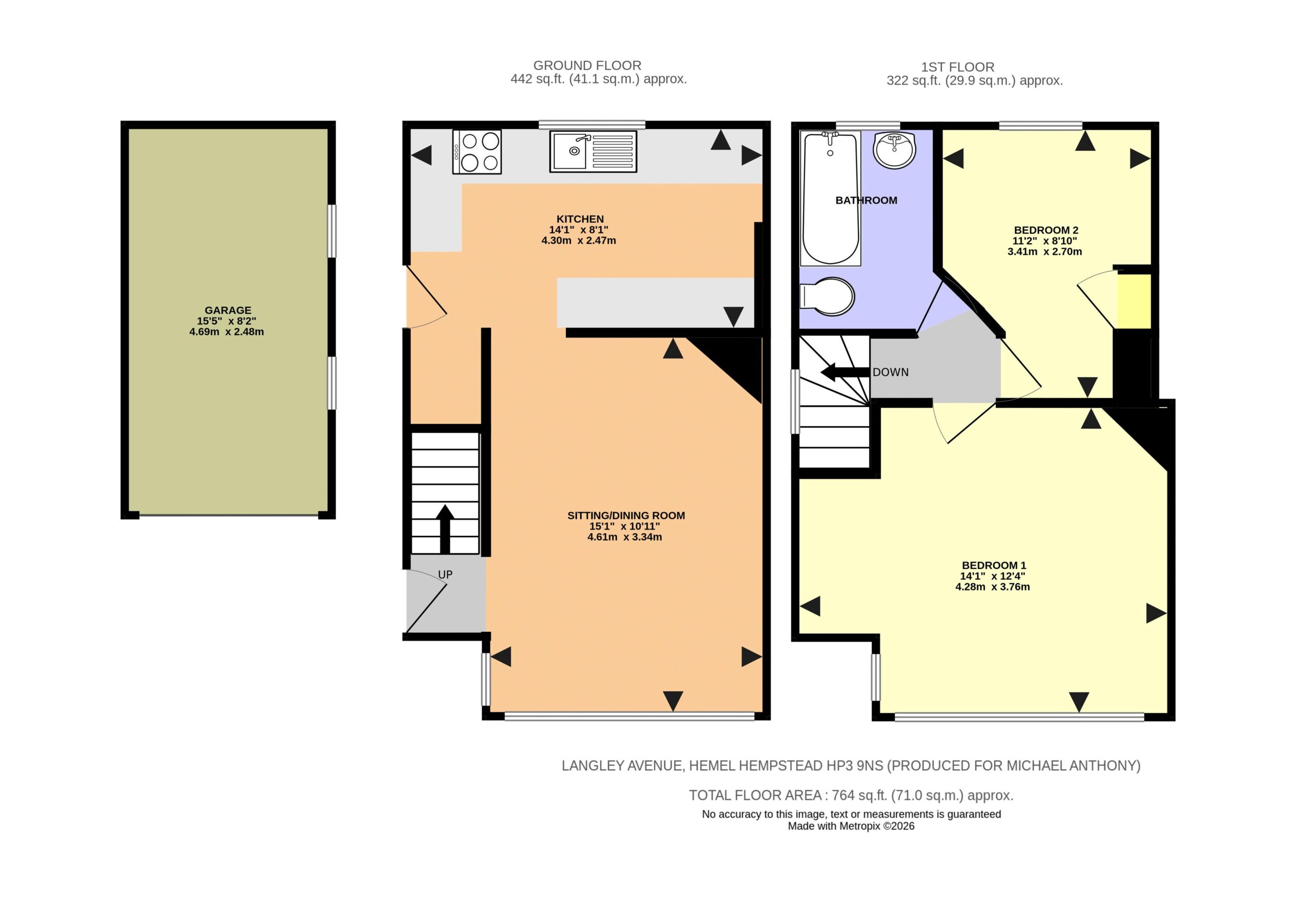Floorplan for Langley Avenue, Hemel Hempstead, Hertfordshire, HP3 9NS