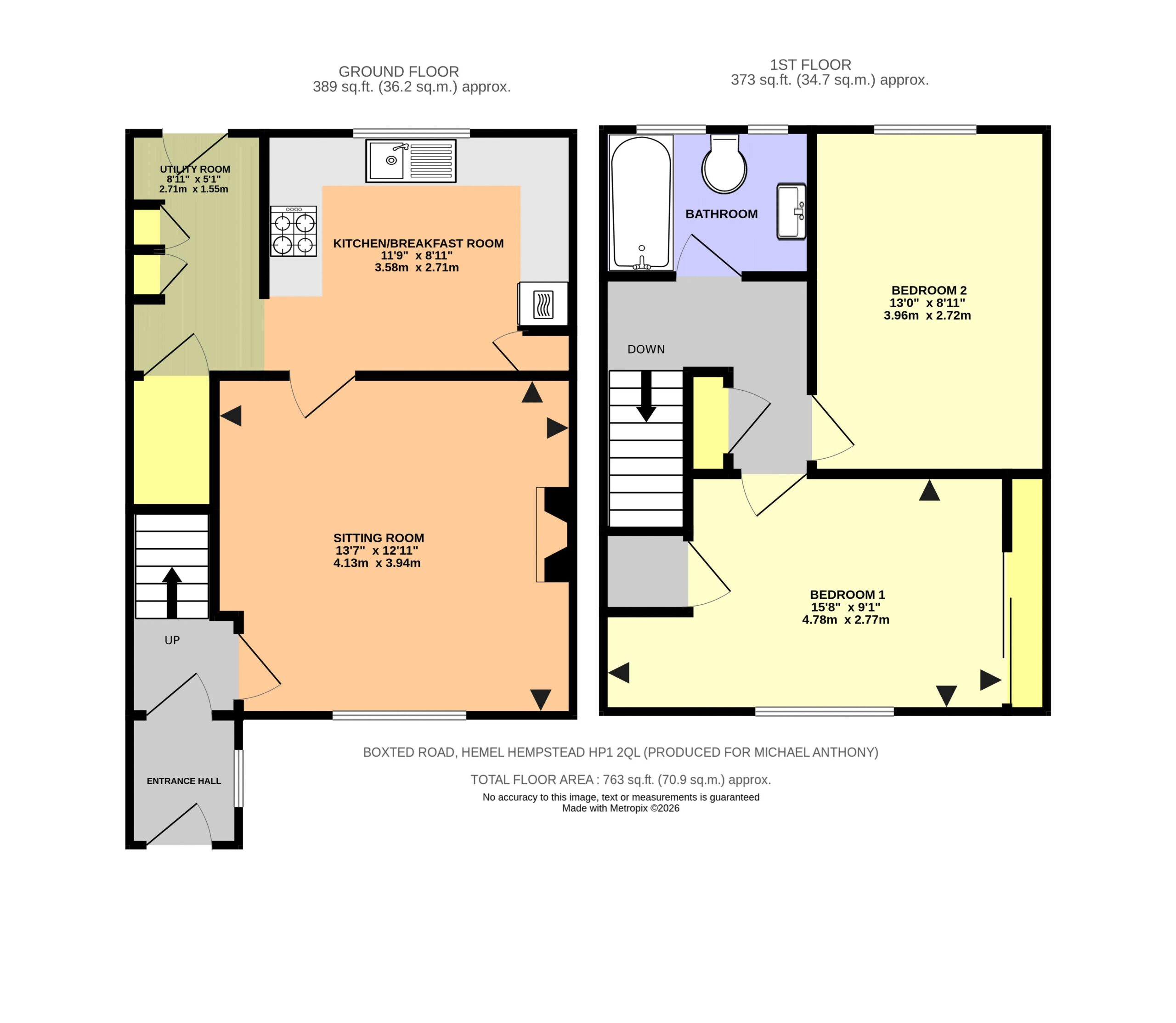 Floorplan for Boxted Road, Hemel Hempstead, Hertfordshire, HP1 2QL