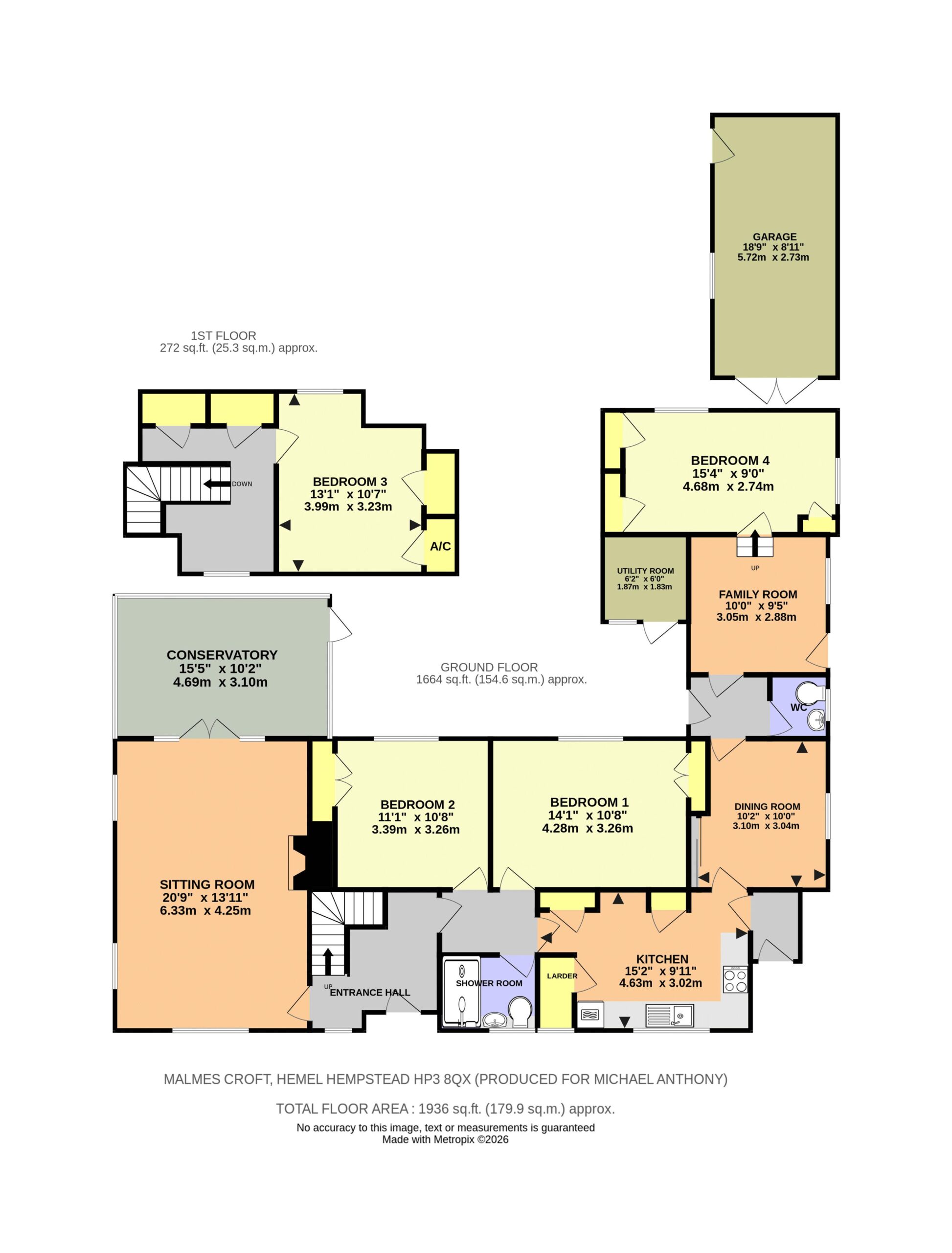 Floorplan for Malmes Croft, Hemel Hempstead, Hertfordshire, HP3 8QX