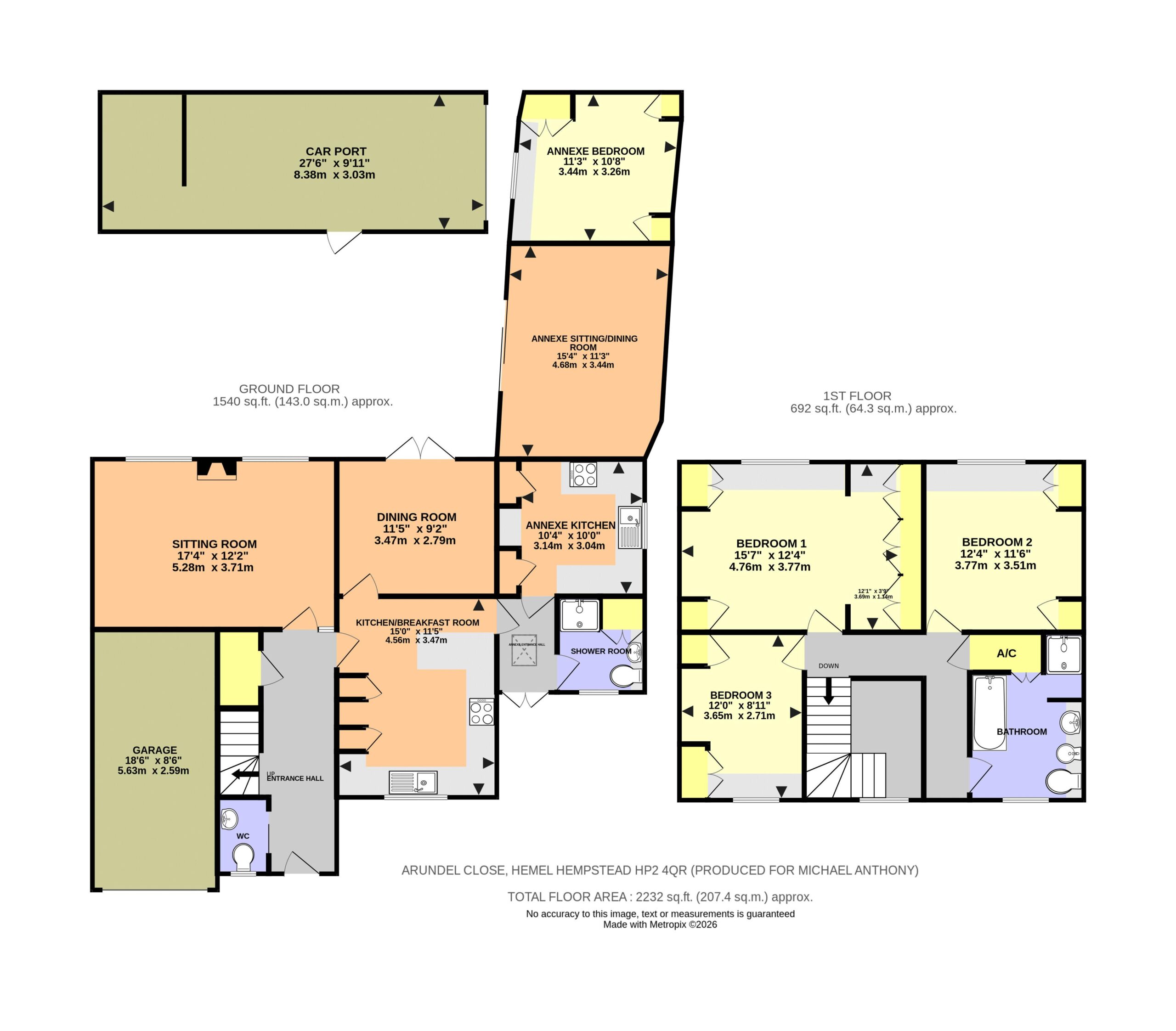 Floorplan for Arundel Close, Hemel Hempstead, Hertfordshire, HP2 4QR