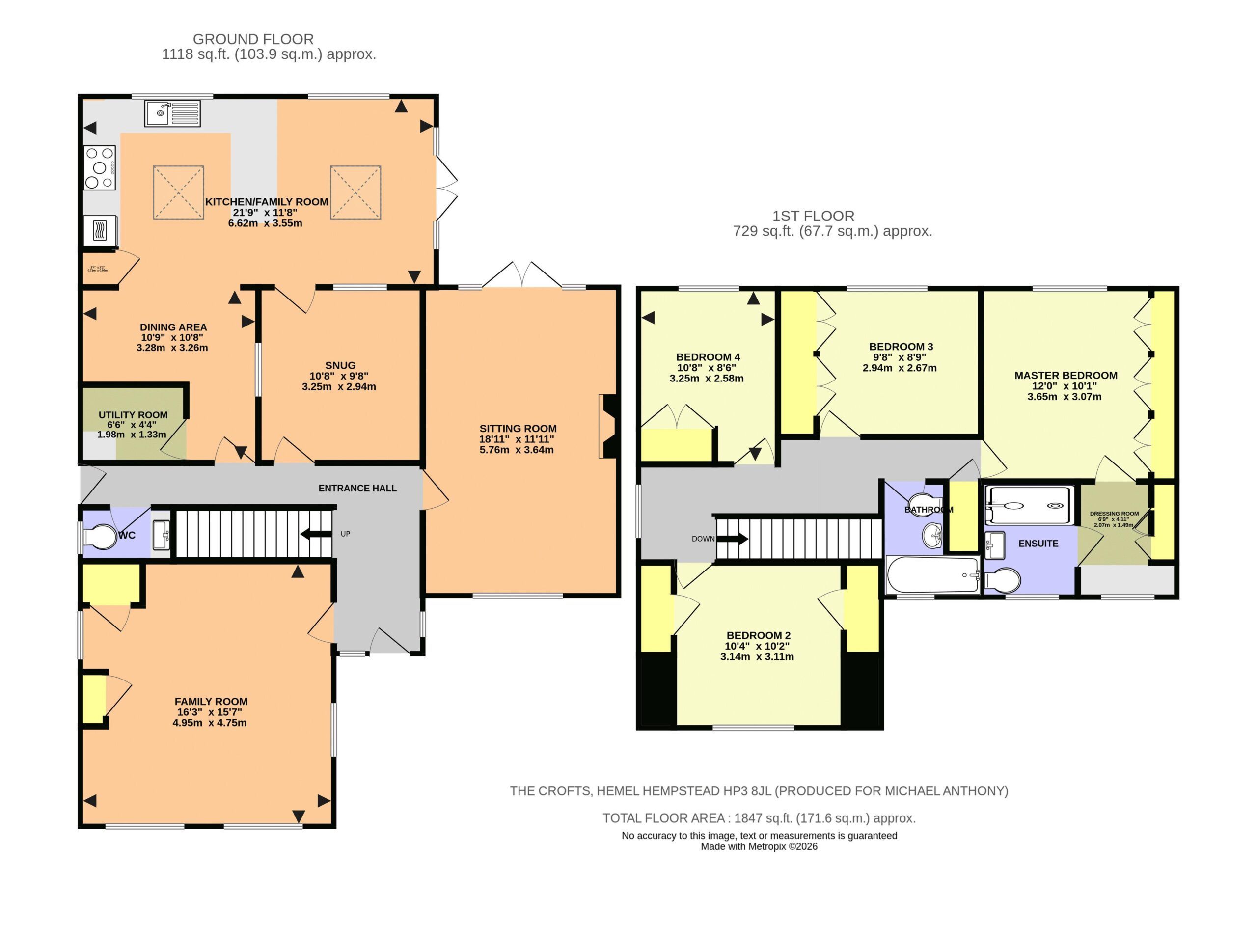 Floorplan for The Crofts, Hemel Hempstead, Hertfordshire, HP3 8HL