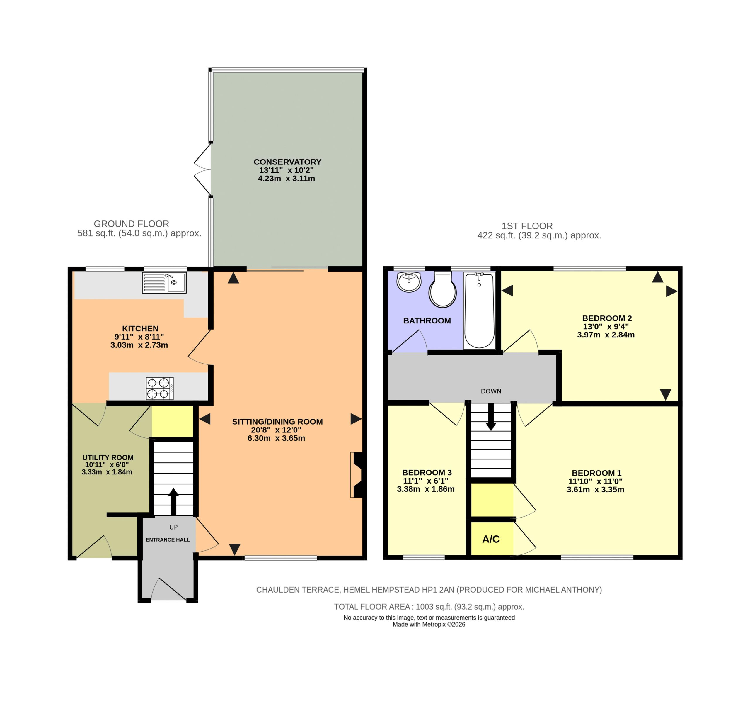 Floorplan for Chaulden Terrace, Hemel Hempstead, Hertfordshire, HP1 2AN