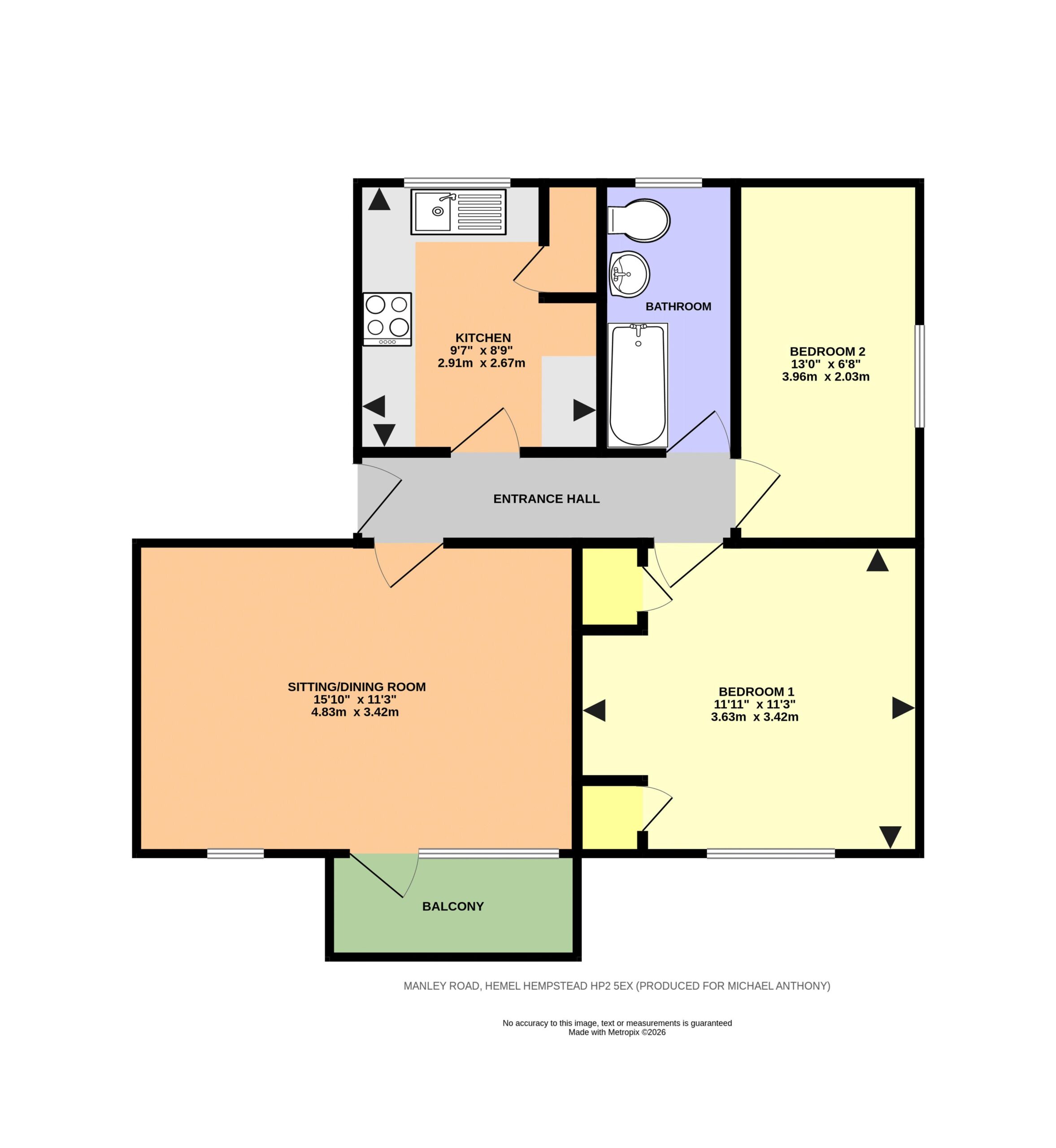 Floorplan for Manley Road, Hemel Hempstead, Hertfordshire, HP2 5EX