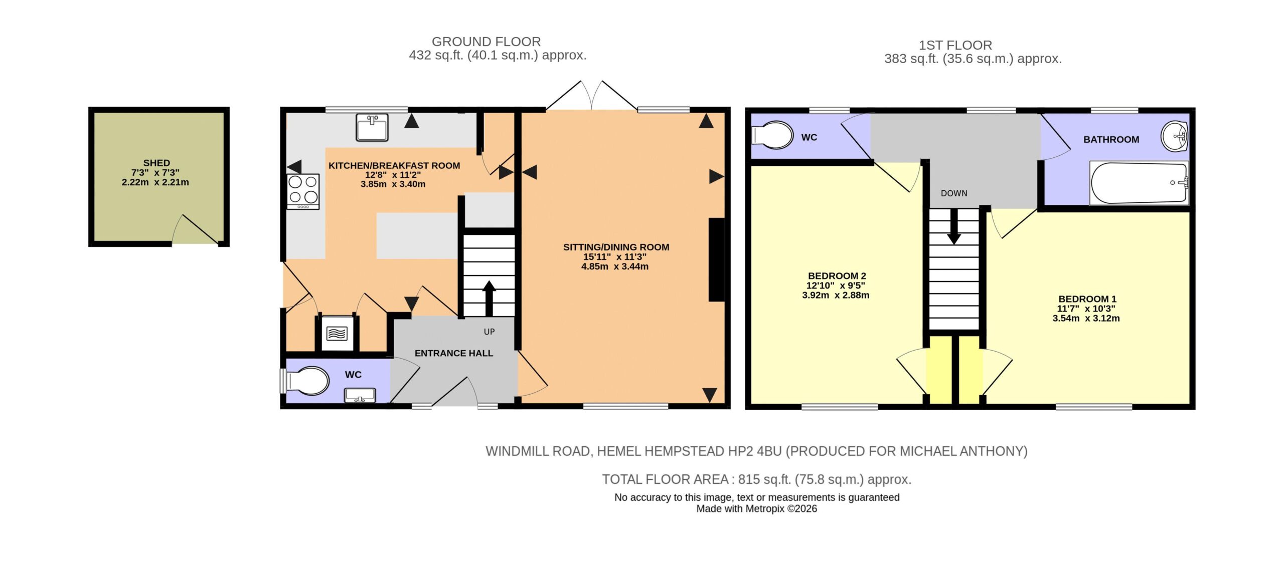 Floorplan for Windmill Road, Hemel Hempstead, Hertfordshire, HP2 4BU