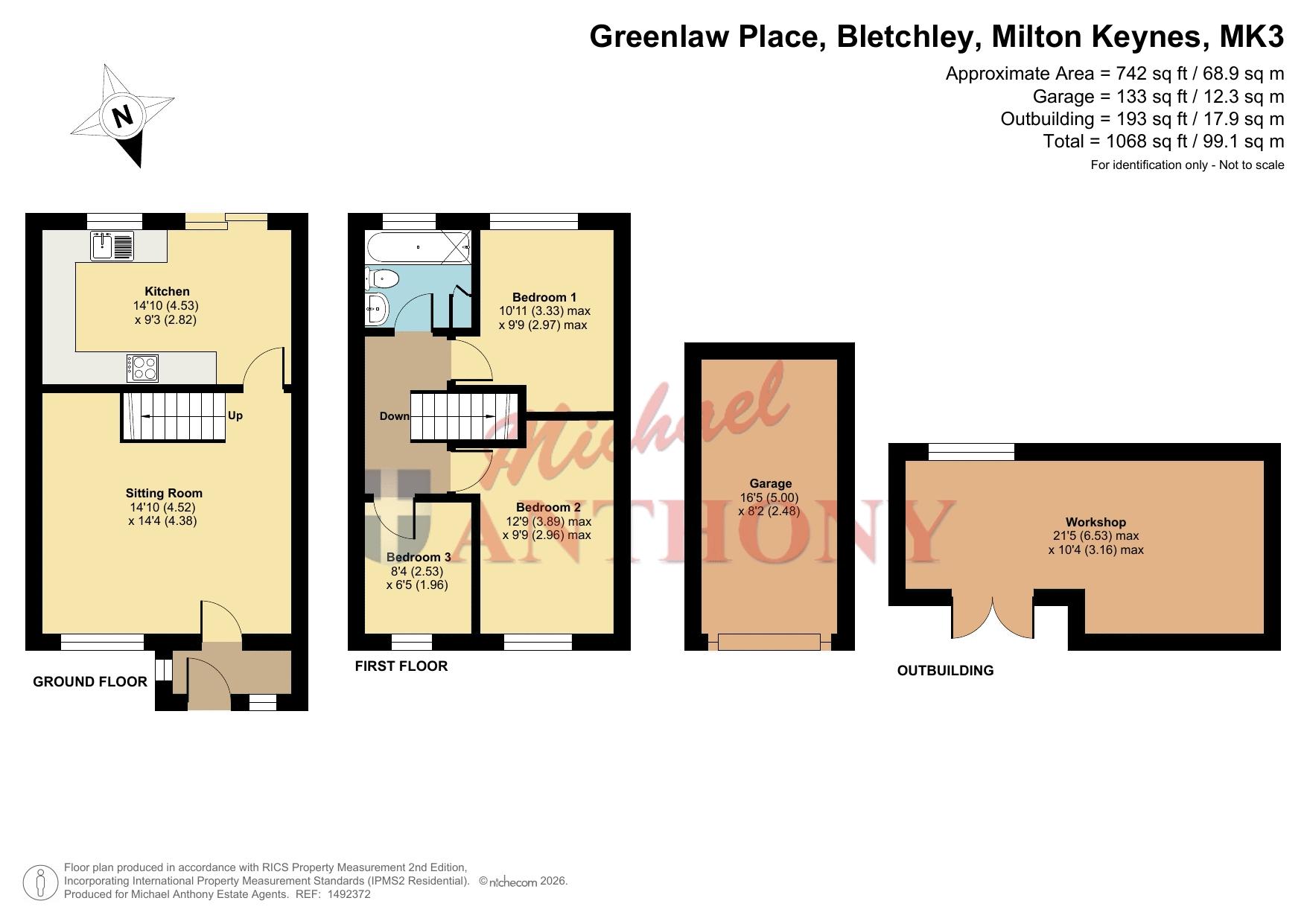 Floorplan for Greenlaw Place, Bletchley, Milton Keynes, Buckinghamshire, MK3 6QB