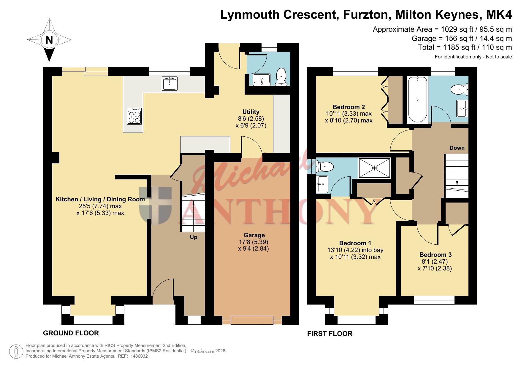 Floorplan for Lynmouth Crescent, Furzton, Milton Keynes, Buckinghamshire, MK4 1JP