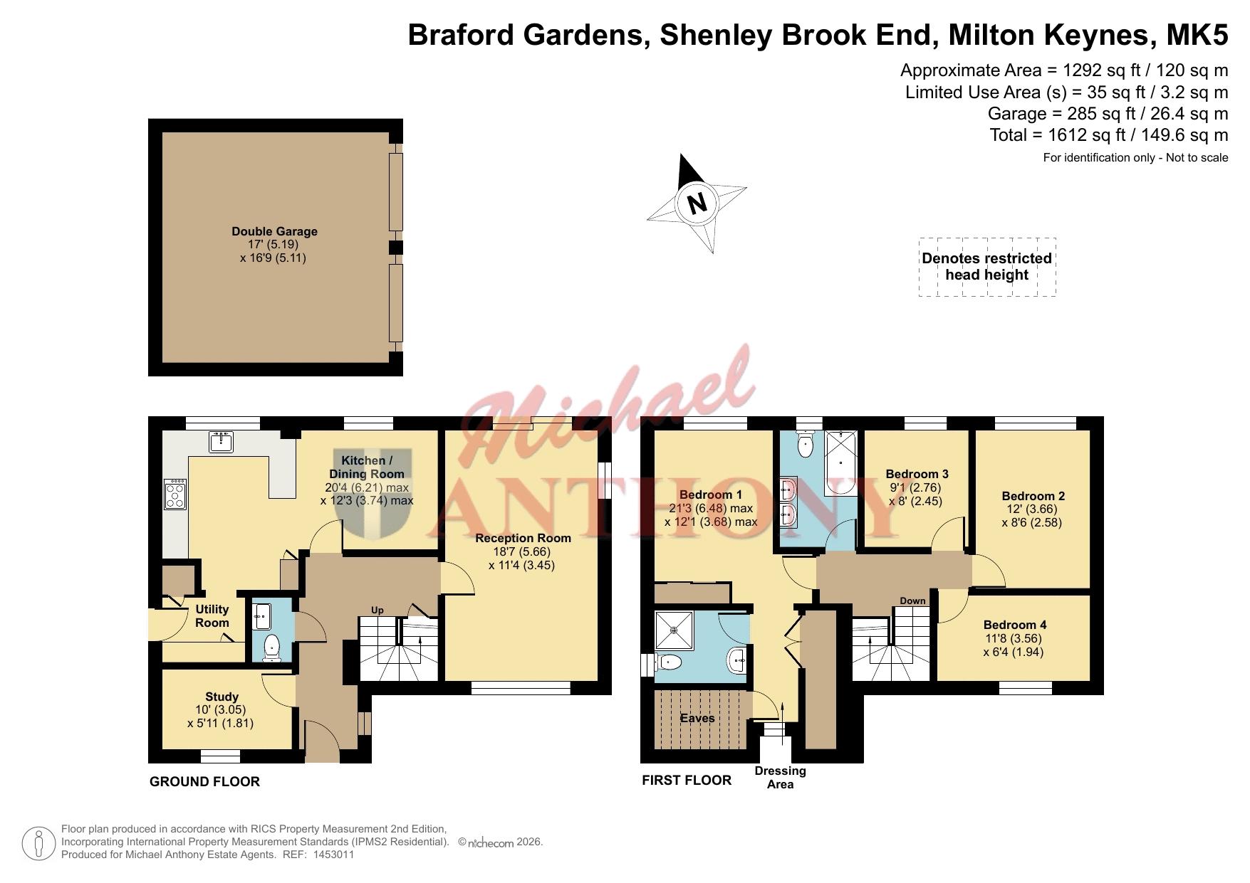 Floorplan for Braford Gardens, Shenley Brook End, Milton Keynes, Buckinghamshire, MK5 7HY