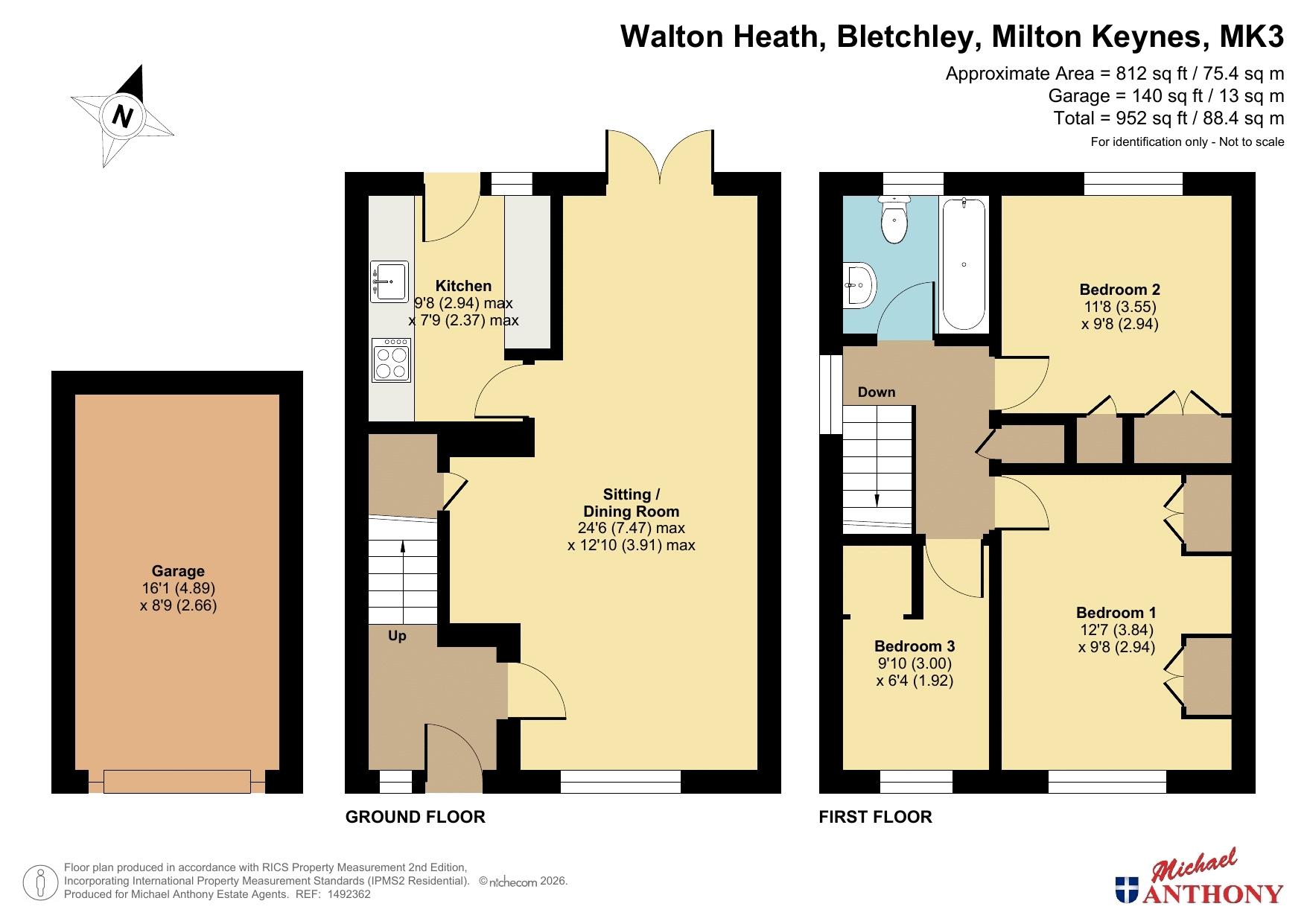Floorplan for Walton Heath, Bletchley, Milton Keynes, Buckinghamshire, MK3 7RU