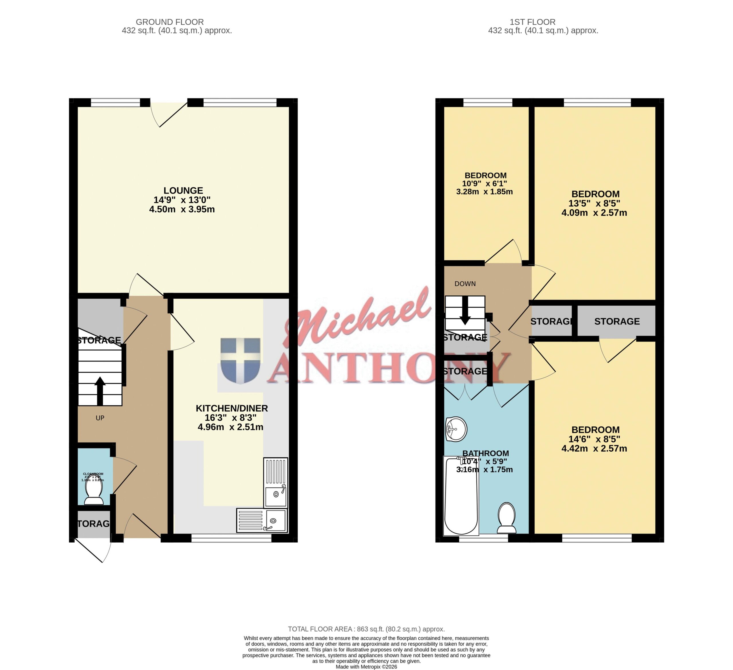 Floorplan for Nevis Grove, Bletchley, Milton Keynes, Buckinghamshire, MK2 3NX