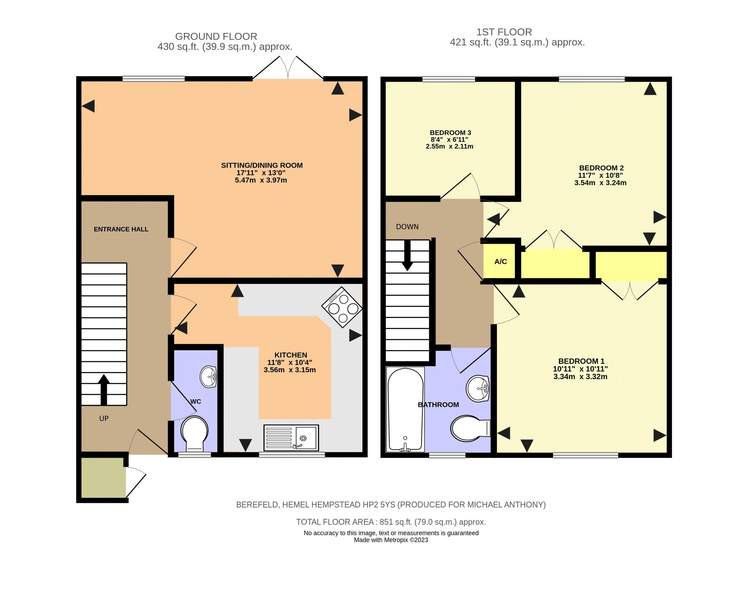 Floorplan for Berefeld, Hemel Hempstead, Hertfordshire, HP2 5YS