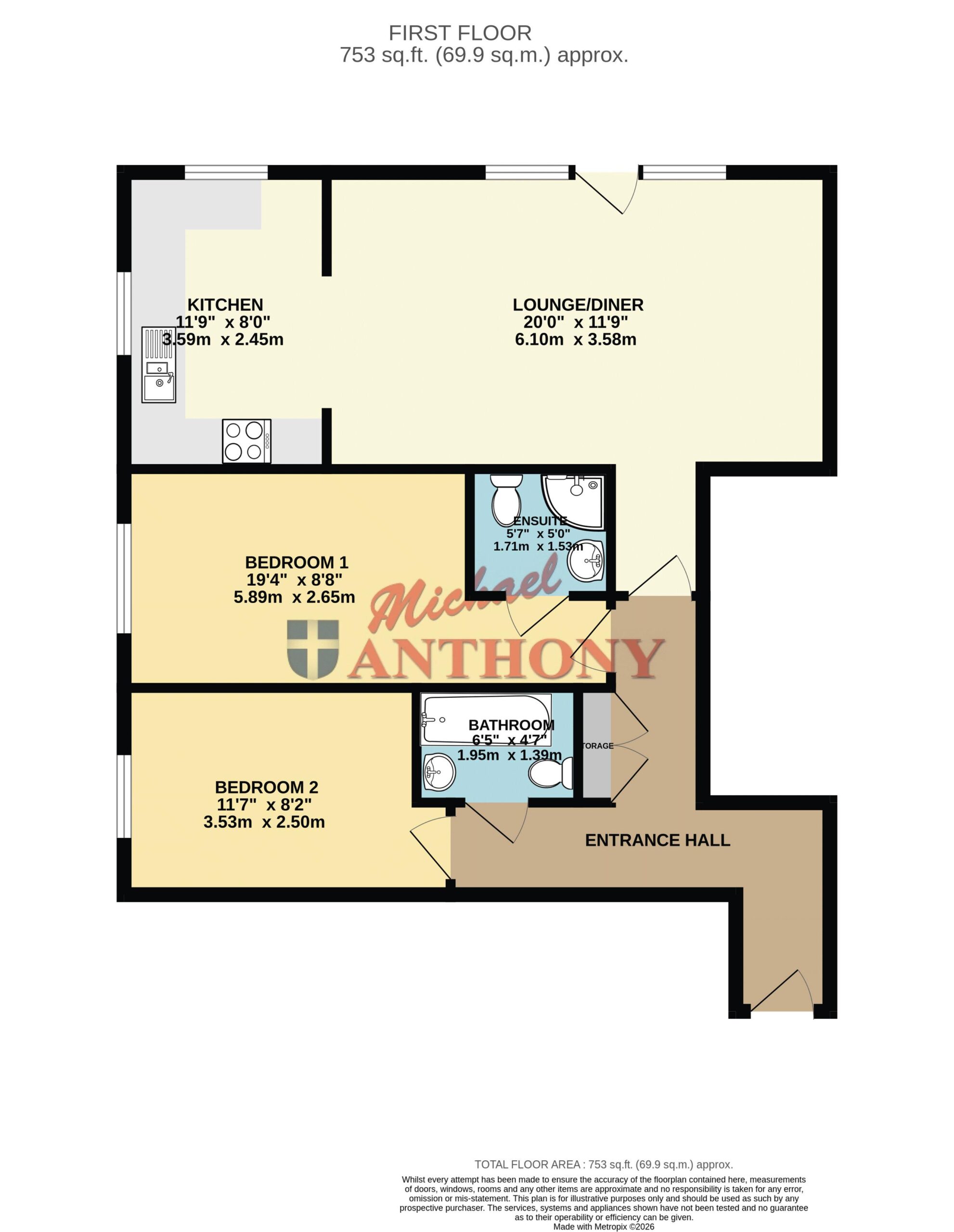 Floorplan for Baisley Gardens, Bletchley, Milton Keynes, Buckinghamshire, MK2 2NE