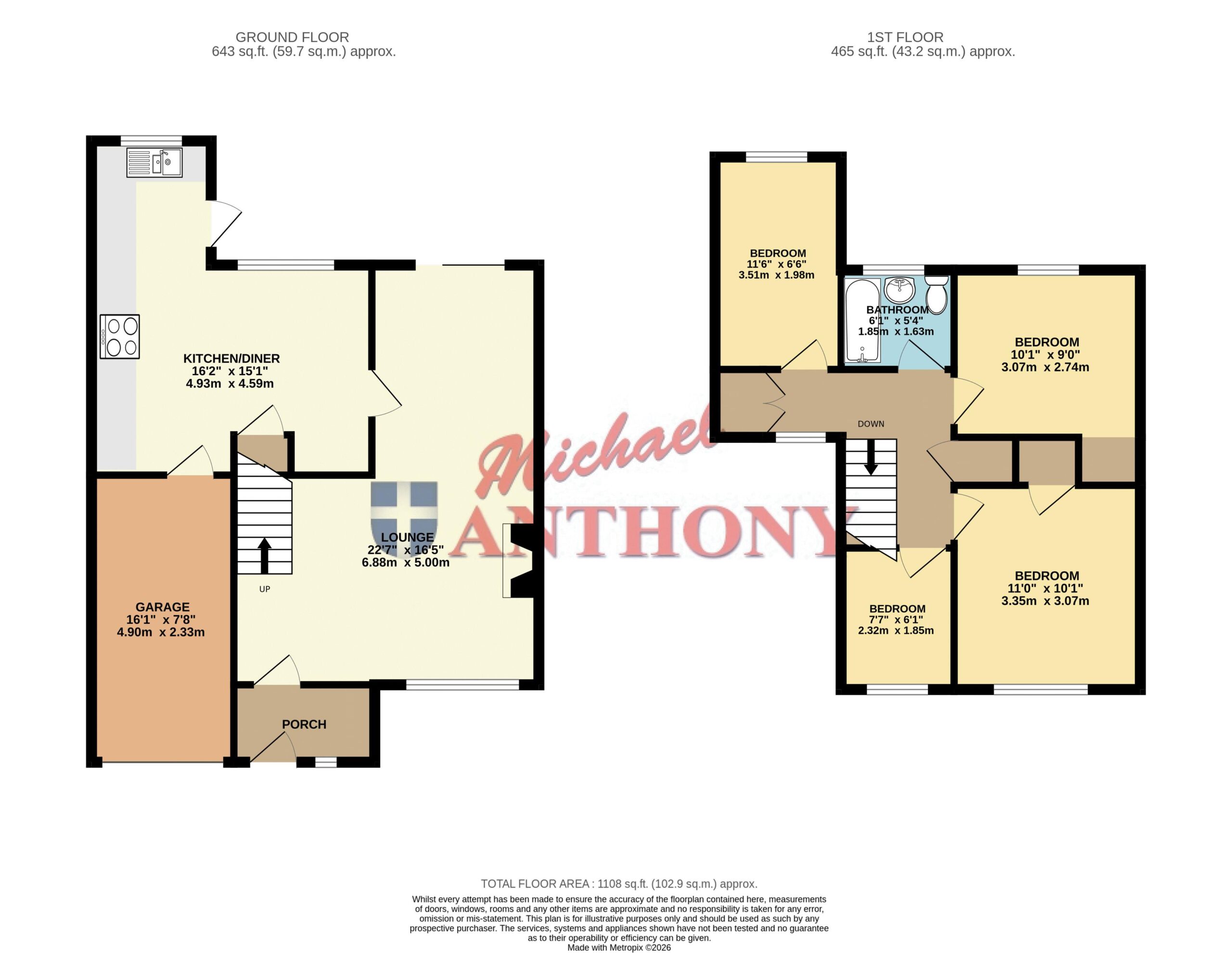 Floorplan for Baccara Grove, Bletchley, Milton Keynes, Buckinghamshire, MK2 3AS