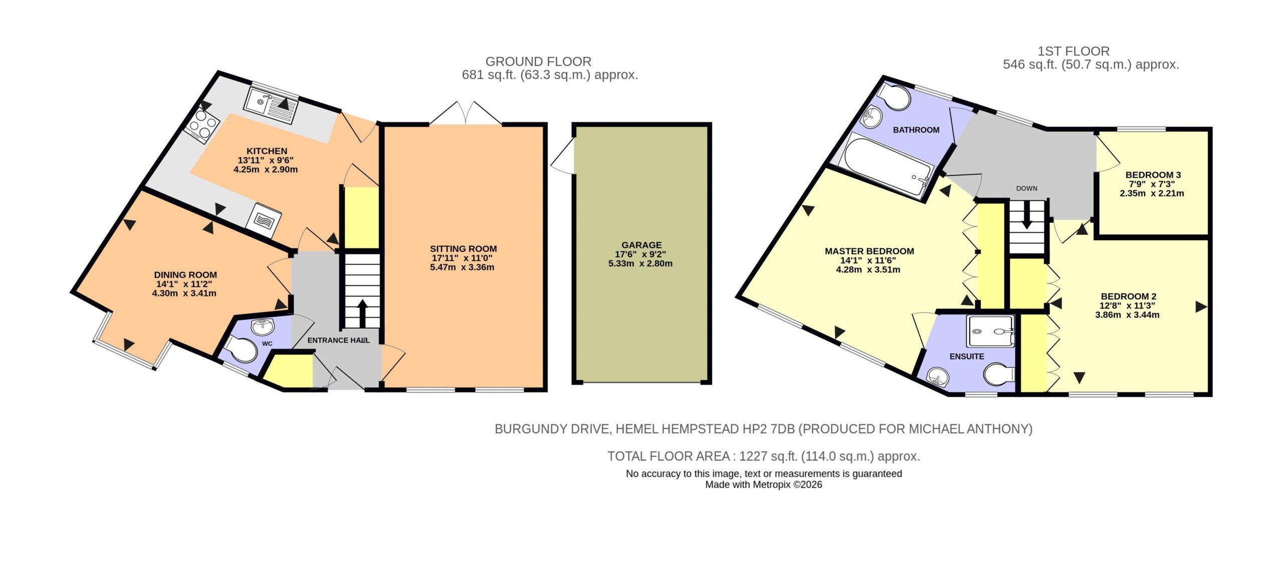 Floorplan for Burgundy Drive, Hemel Hempstead, Hertfordshire, HP2 7DB