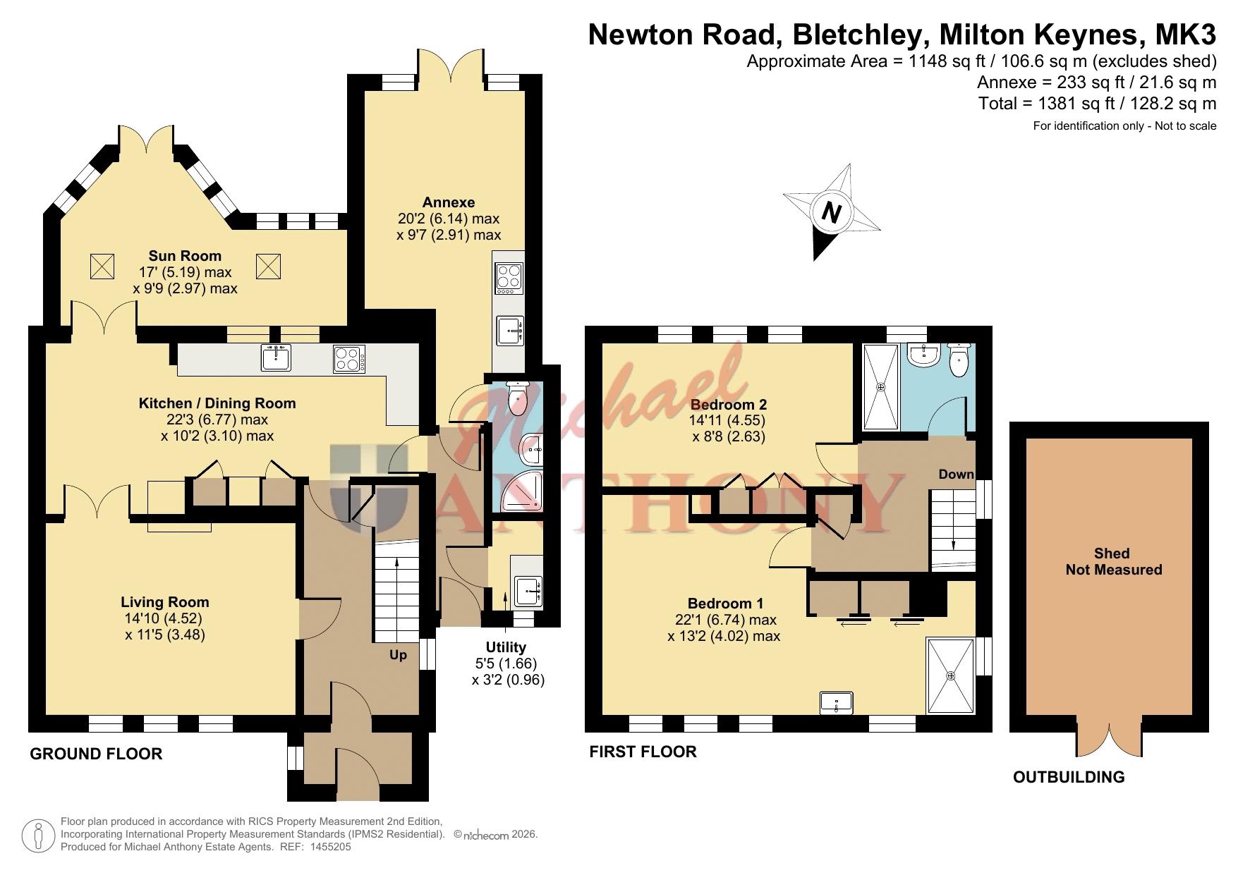 Floorplan for Newton Road, Bletchley, Milton Keynes, Buckinghamshire, MK3 5DH