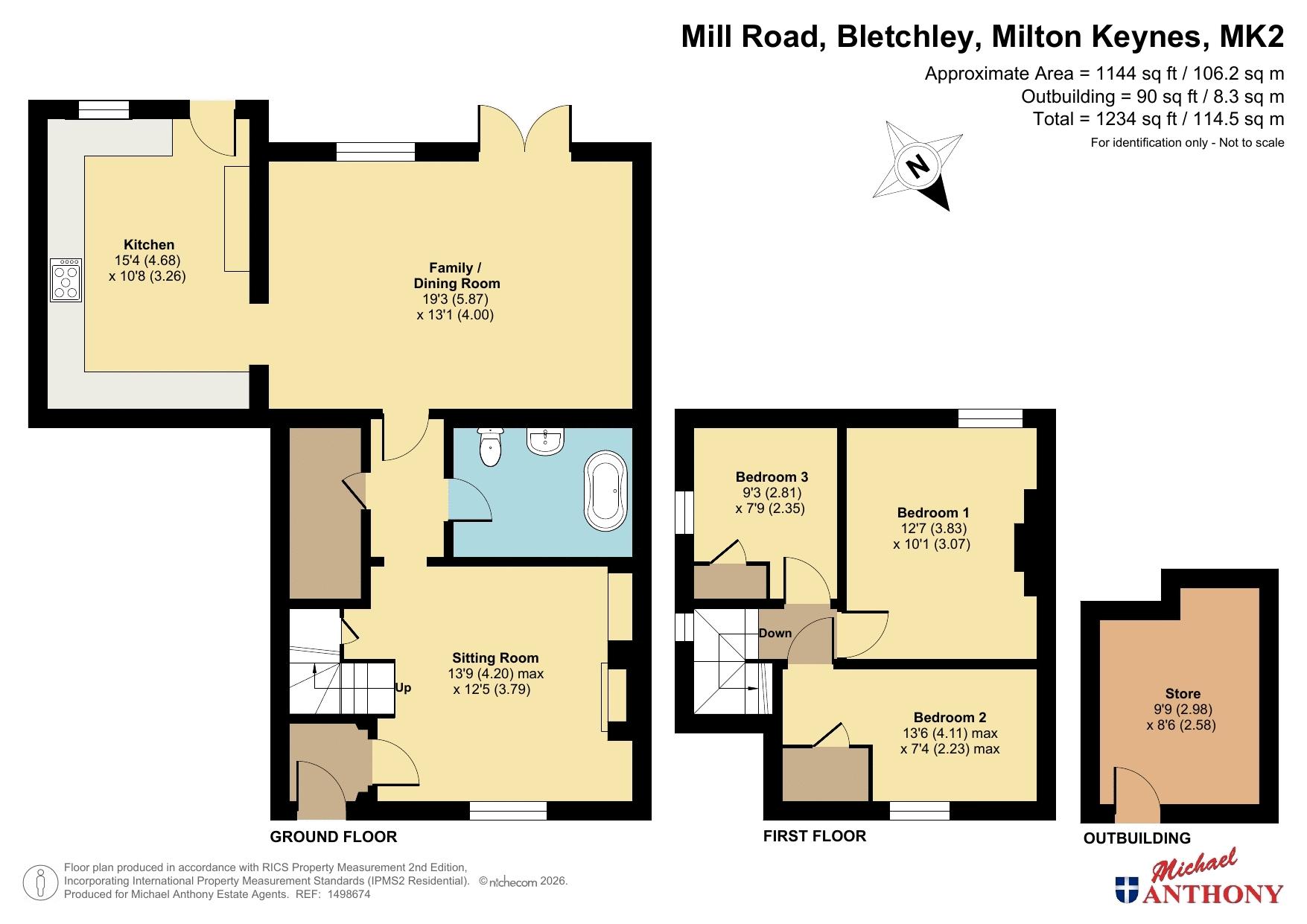 Floorplan for Mill Road, Bletchley, Milton Keynes, Buckinghamshire, MK2 2LB