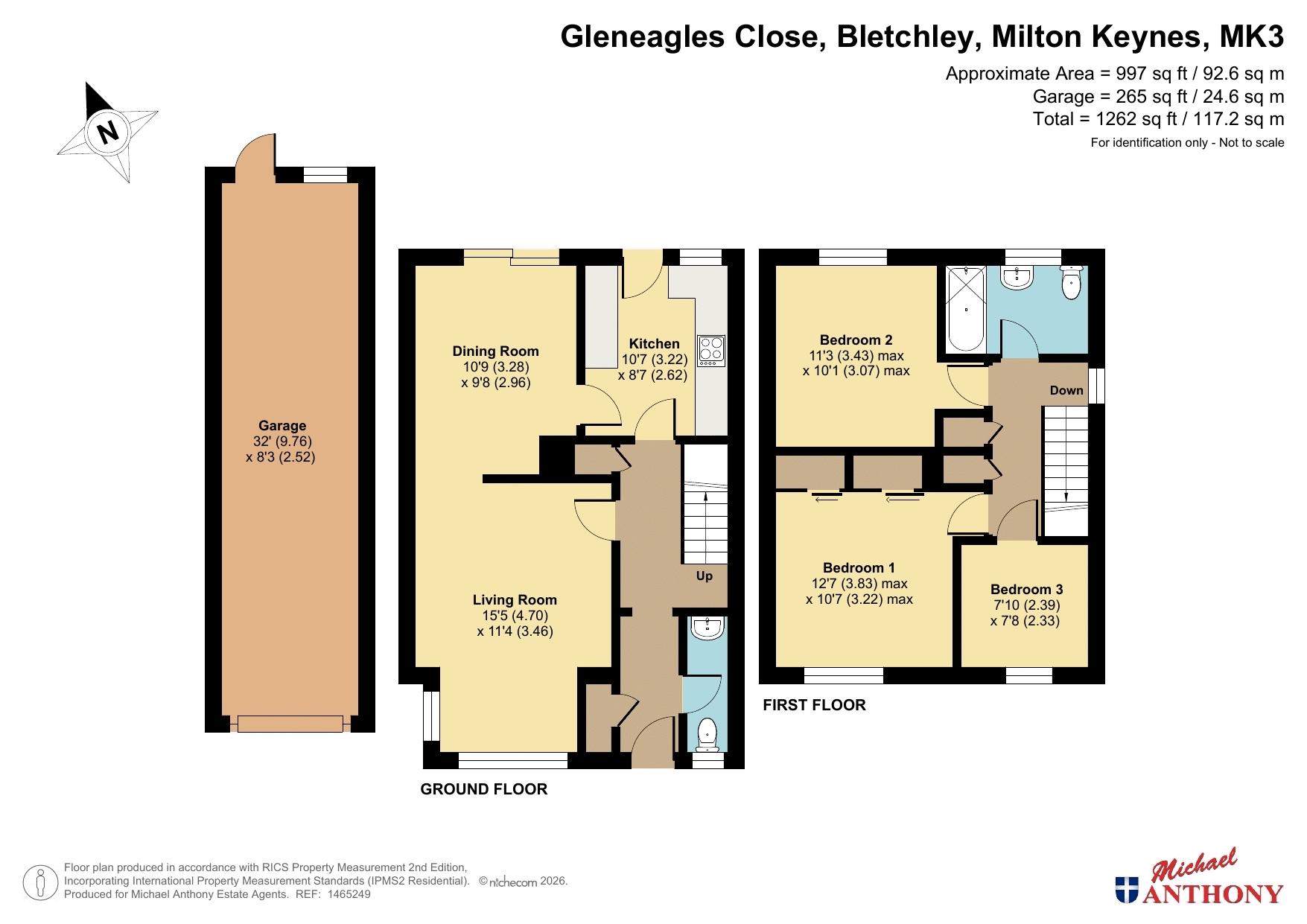 Floorplan for Gleneagles Close, Bletchley, Milton Keynes, Buckinghamshire, MK3 7RT