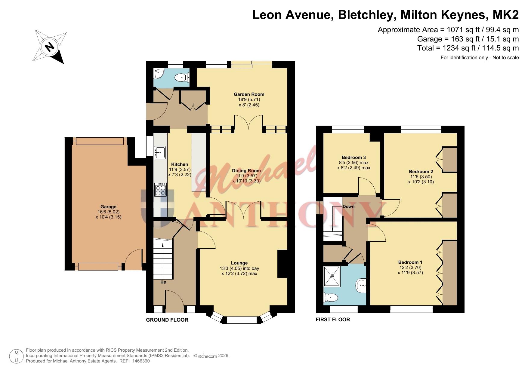 Floorplan for Leon Avenue, Bletchley, Milton Keynes, Buckinghamshire, MK2 2HL