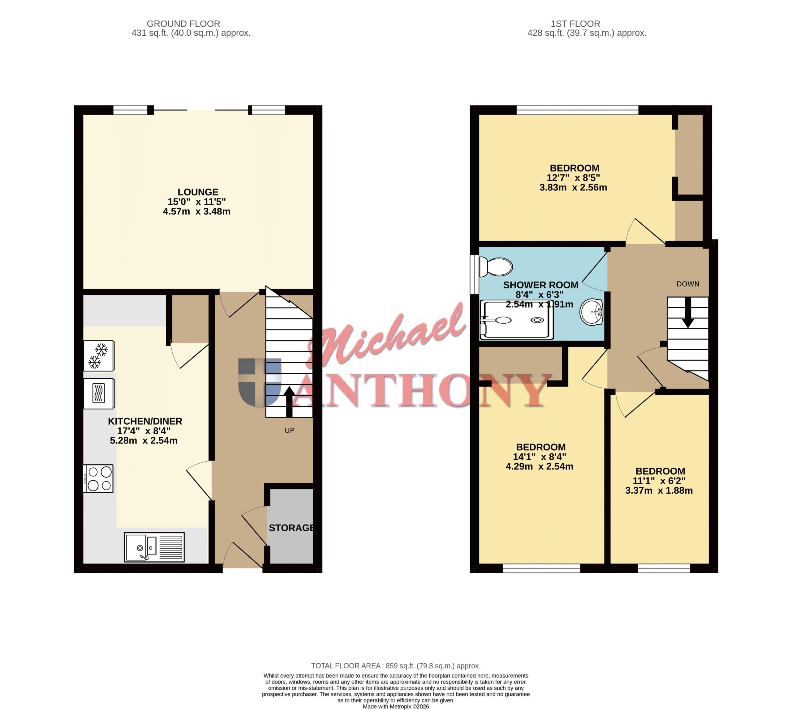 Floorplan for Thirlmere Avenue, Bletchley, Milton Keynes, Buckinghamshire, MK2 3EP