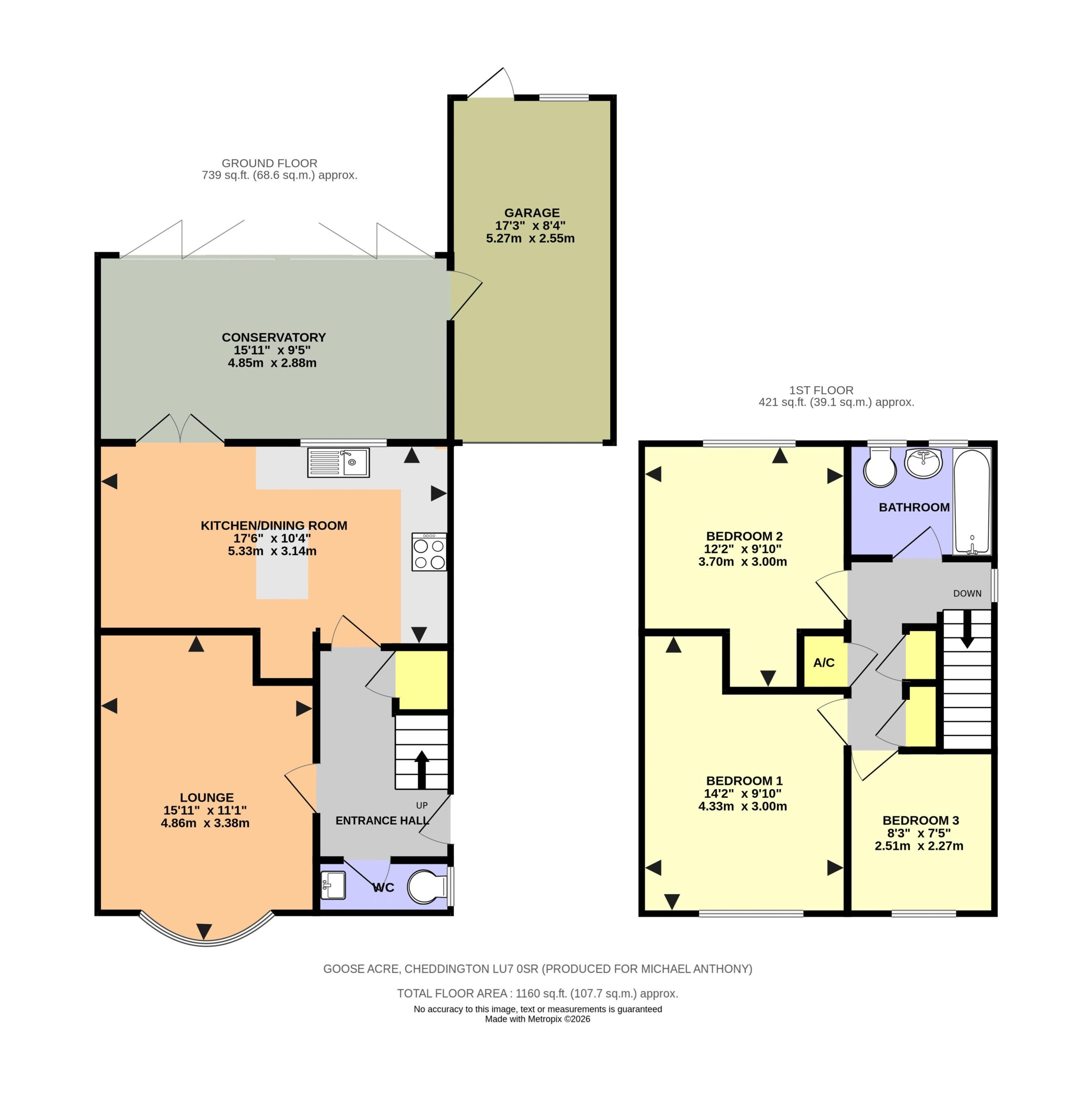 Floorplan for Goose Acre, Cheddington, Buckinghamshire, LU7 0SR