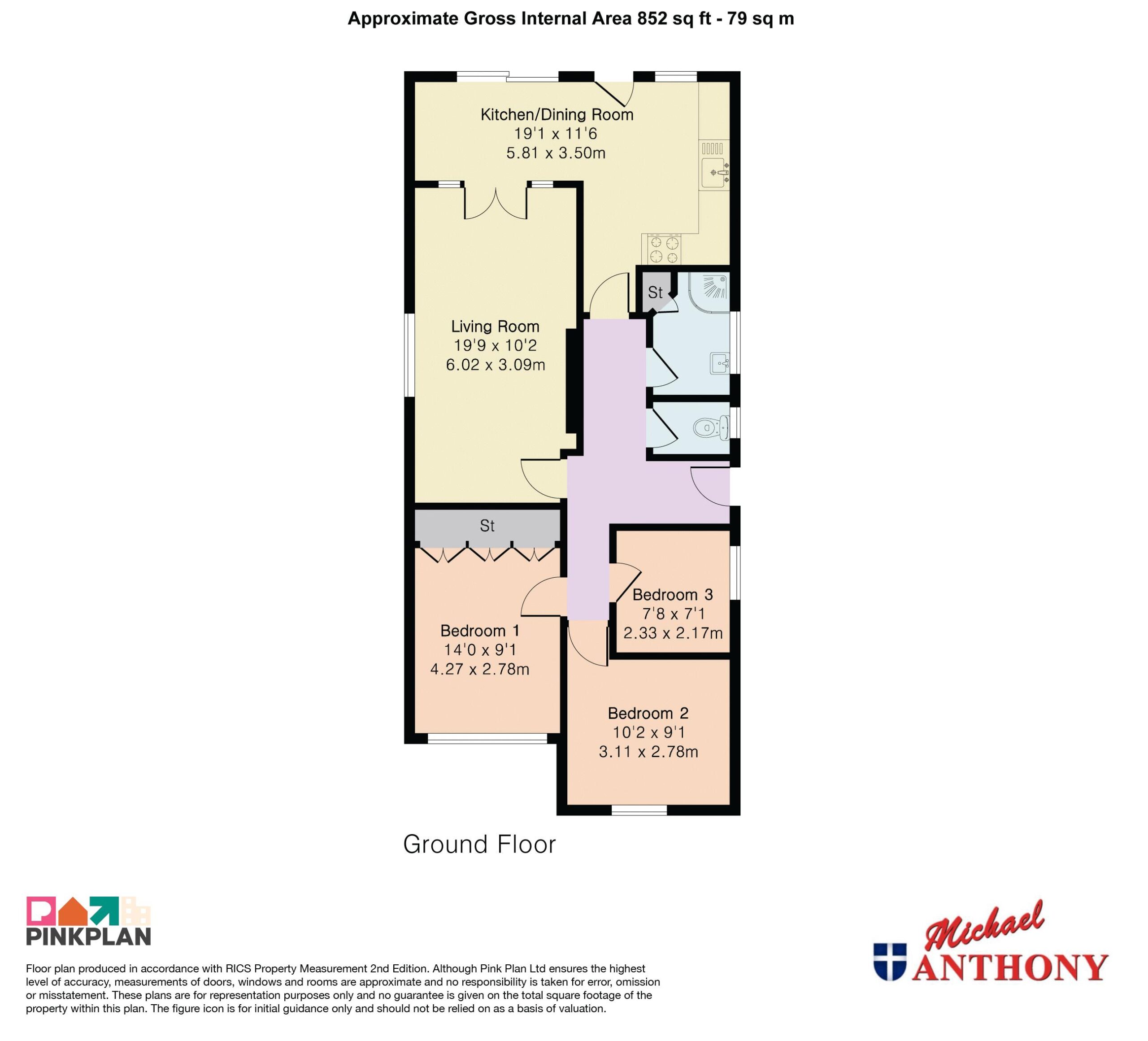 Floorplan for Archers Wells, Bletchley, Milton Keynes, Buckinghamshire, MK3 6JG