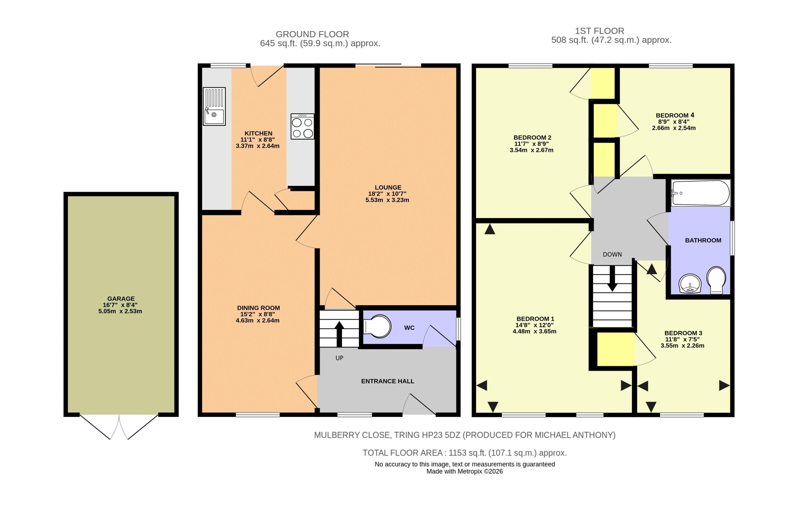 Floorplan for Mulberry Close, Tring, Hertfordshire, HP23 5DZ