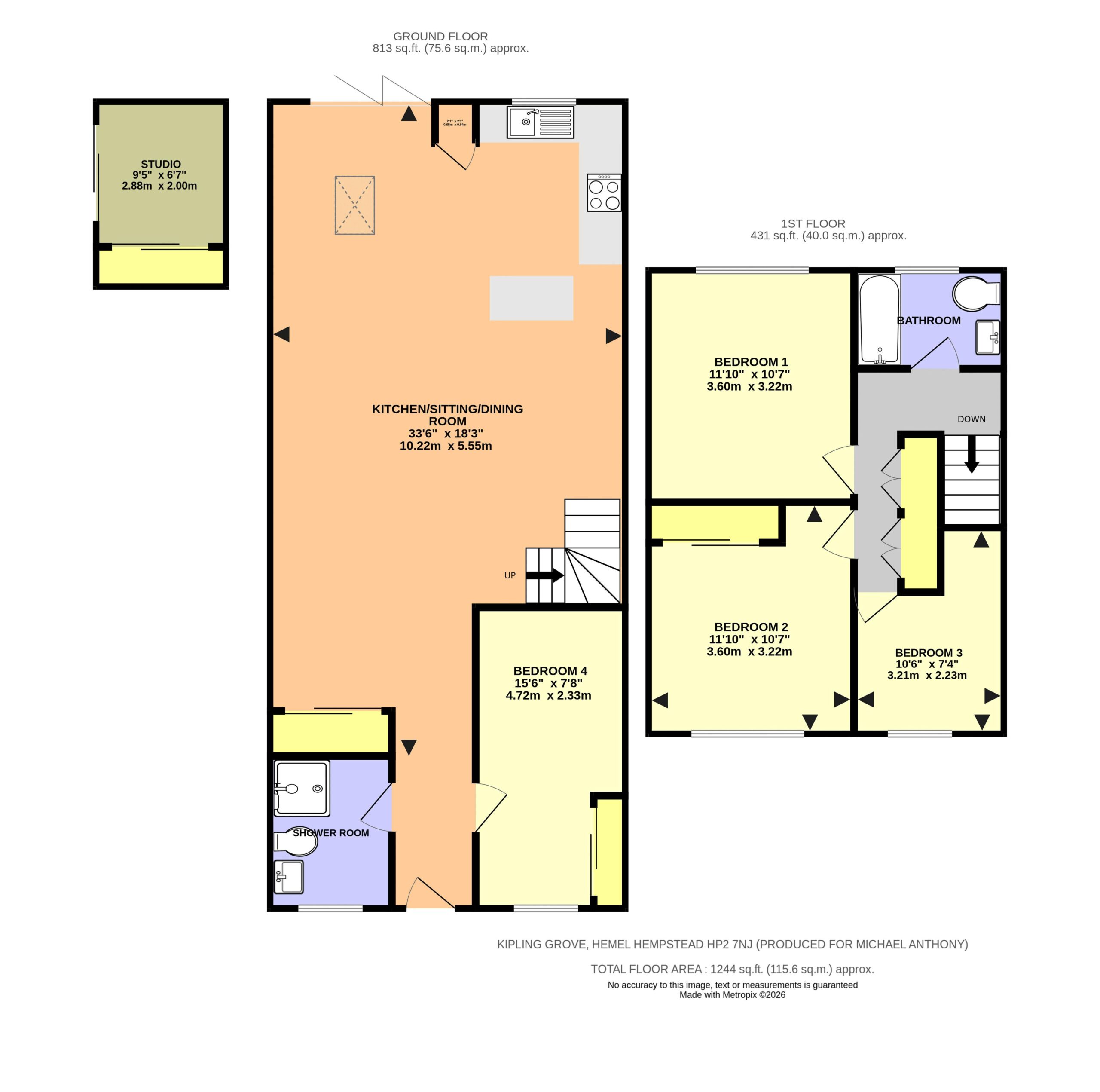 Floorplan for Kipling Grove, Hemel Hempstead, Hertfordshire, HP2 7NJ