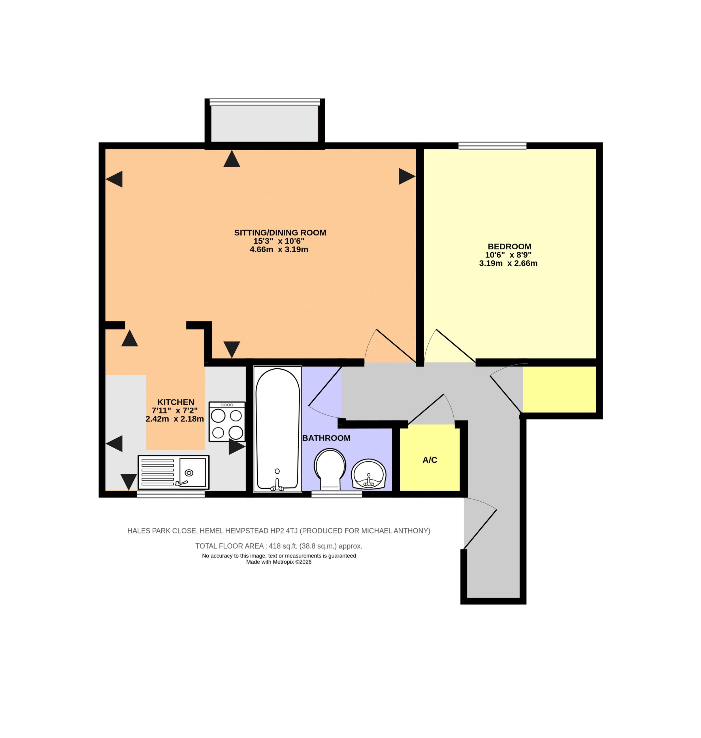 Floorplan for Hales Park Close, Hemel Hempstead, Hertfordshire, HP2 4TJ