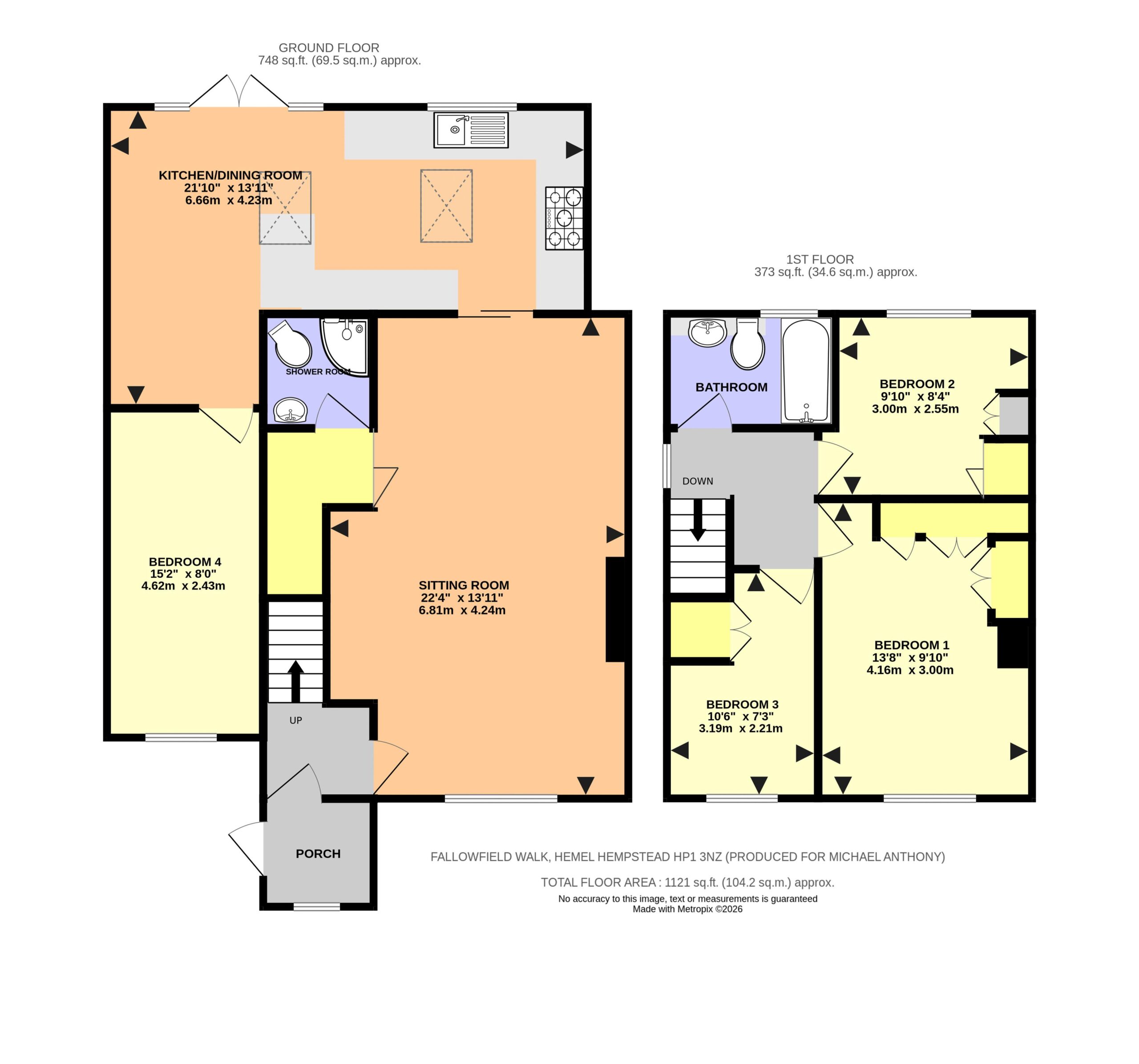 Floorplan for Fallowfield Walk, Hemel Hempstead, Hertfordshire, HP1 3NZ