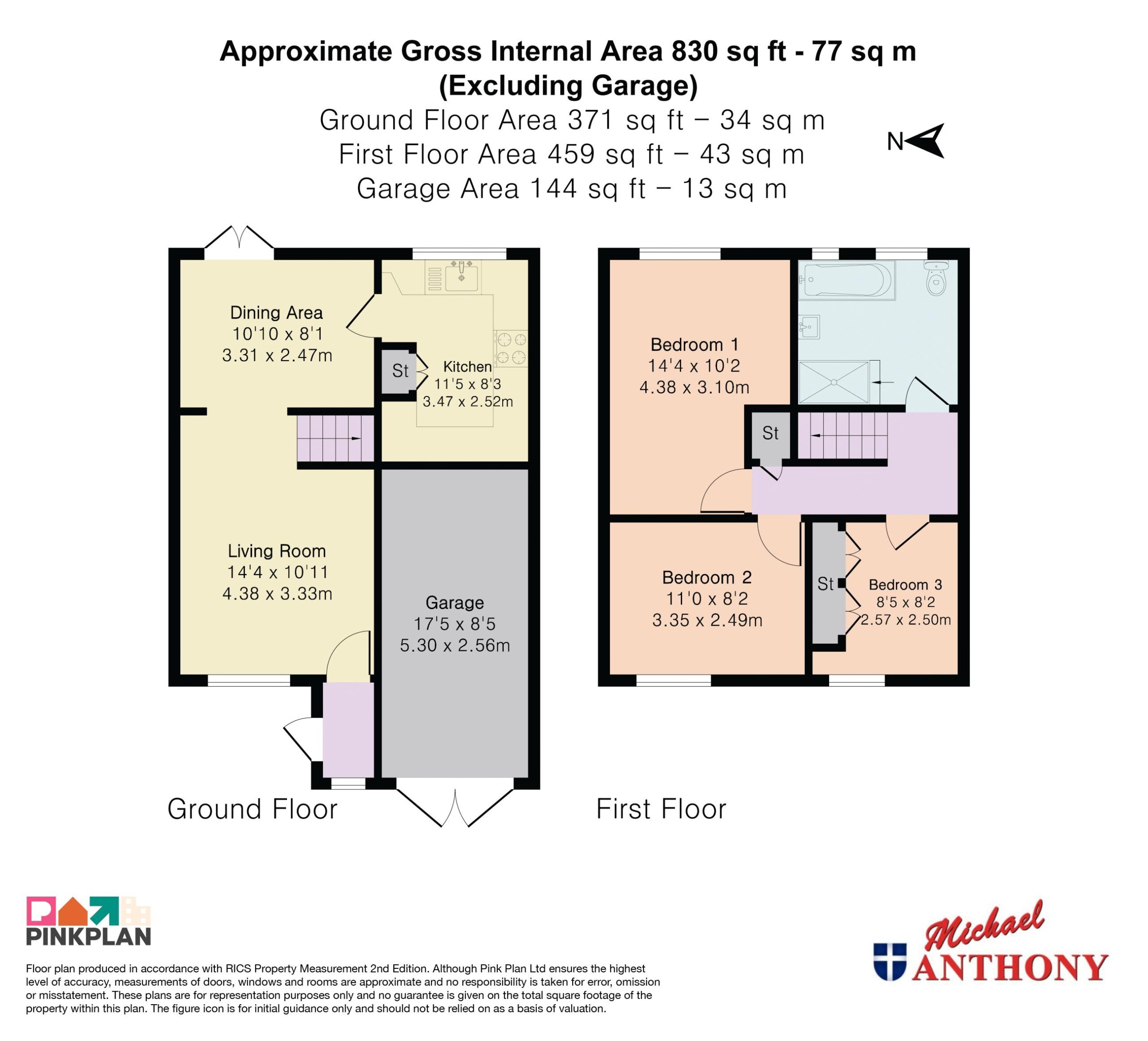 Floorplan for Hexham Gardens, Bletchley, Milton Keynes, Buckinghamshire, MK3 5EX