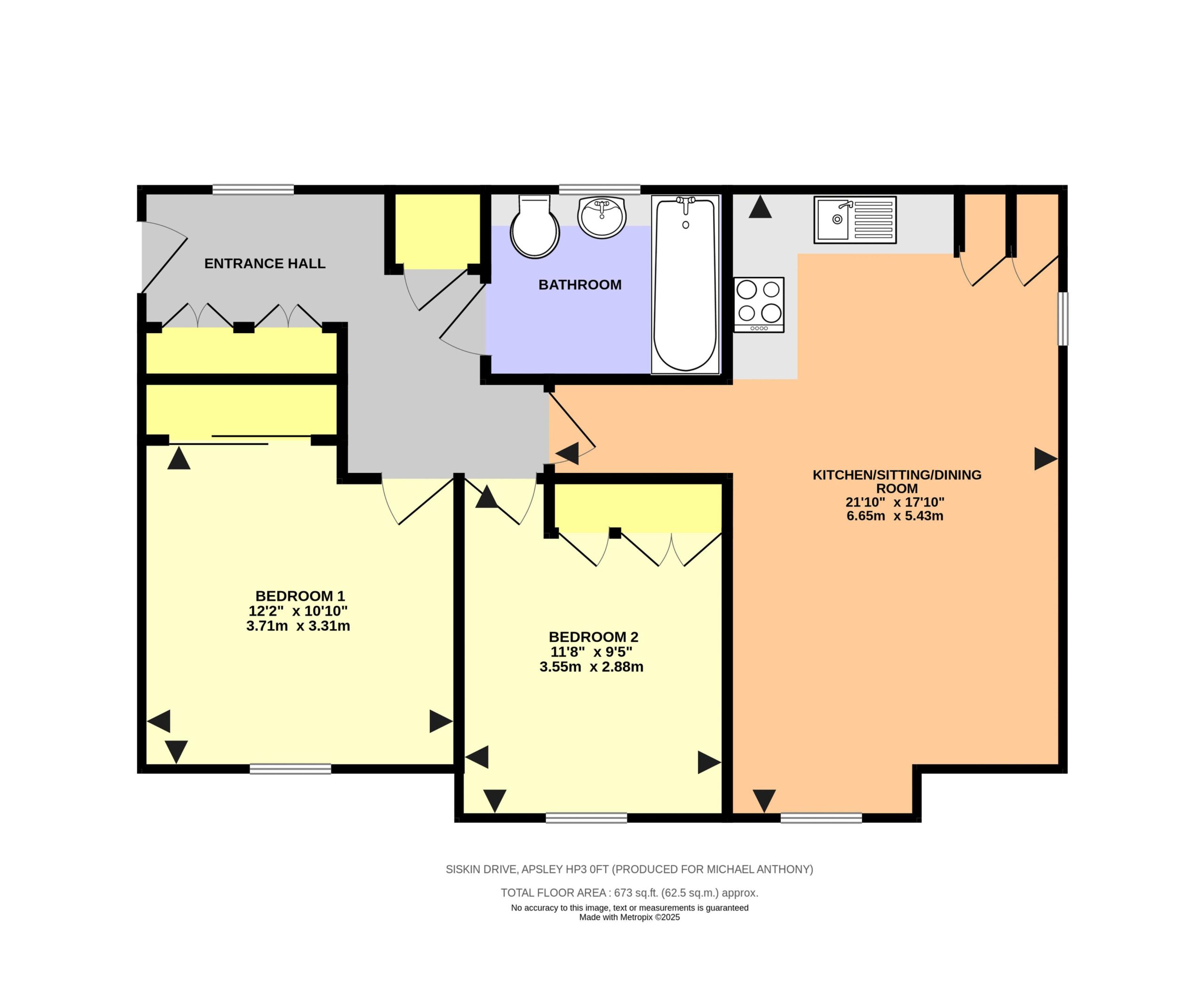 Floorplan for Siskin Drive, Hemel Hempstead, Hertfordshire, HP3 0FT