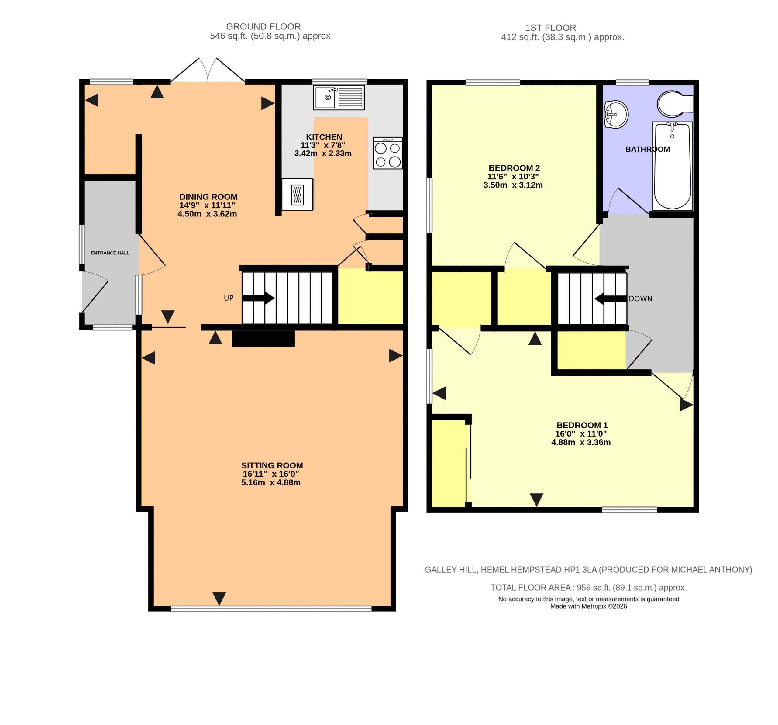 Floorplan for Galley Hill, Hemel Hempstead, Hertfordshire, HP1 3LA
