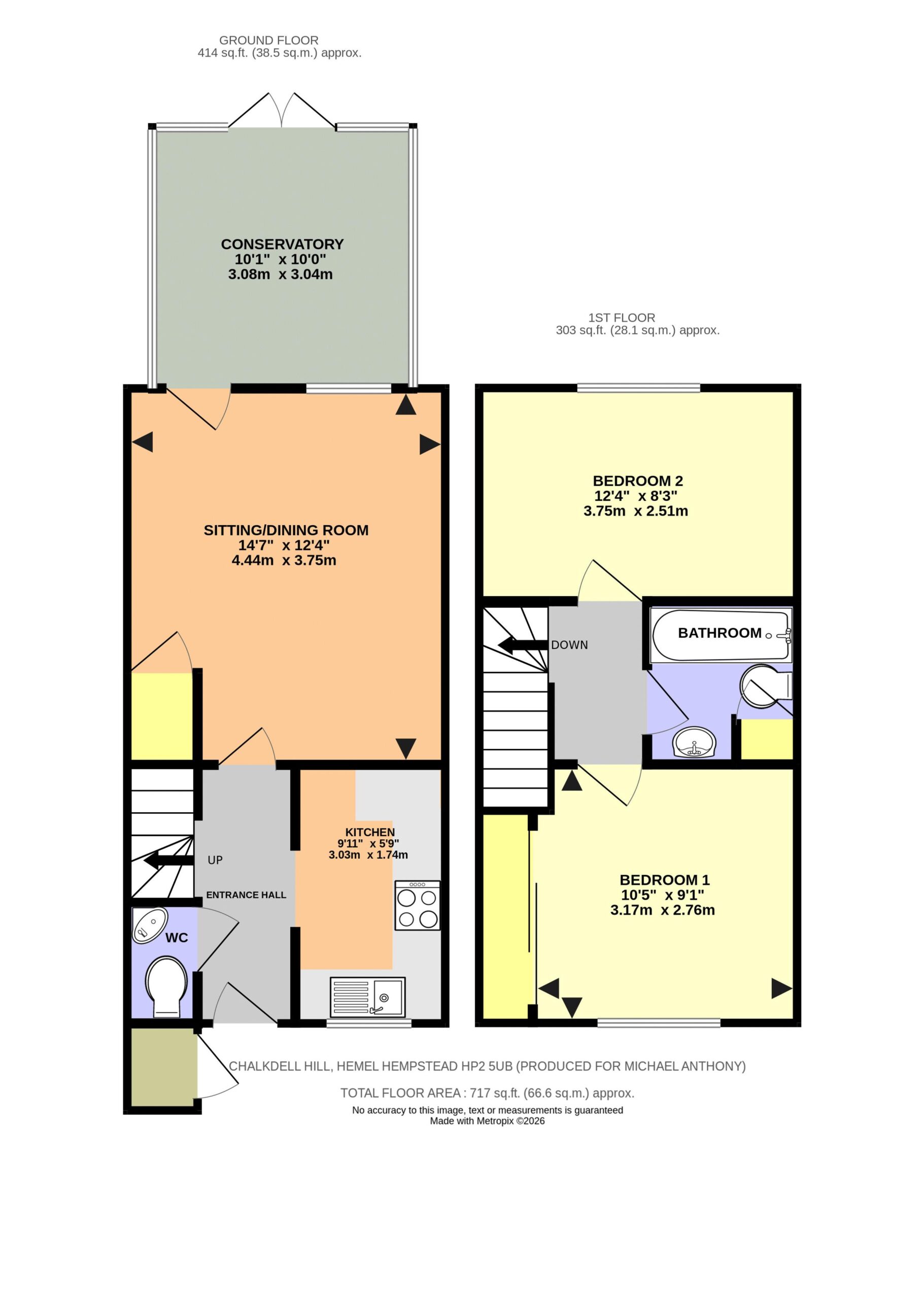 Floorplan for Chalkdell Hill, Hemel Hempstead, Hertfordshire, HP2 5UB